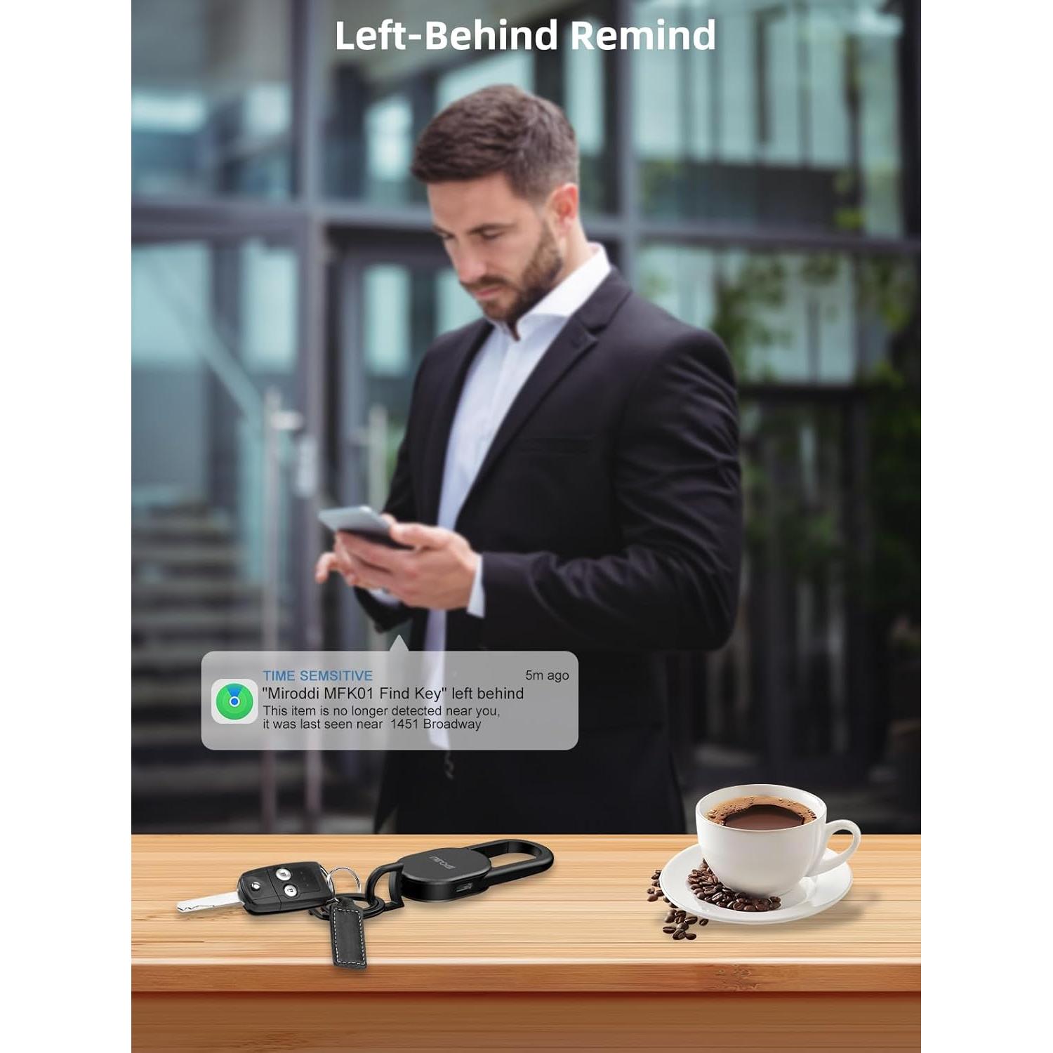 Llave con rastreador Miroddi, Bluetooth, recargable, negro