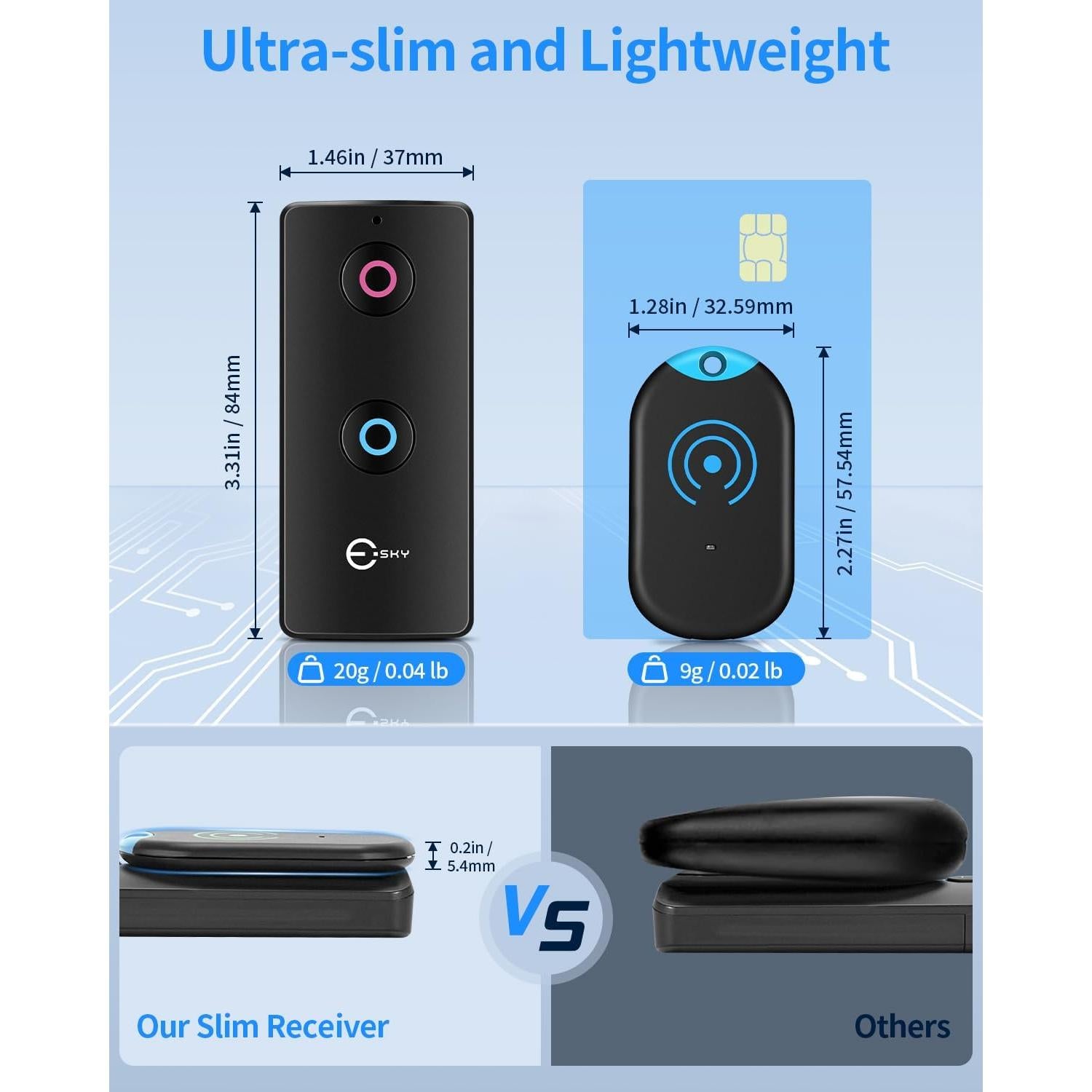 Localizador de Llaves Esky Ultra Delgado 2 Receptores 80dB