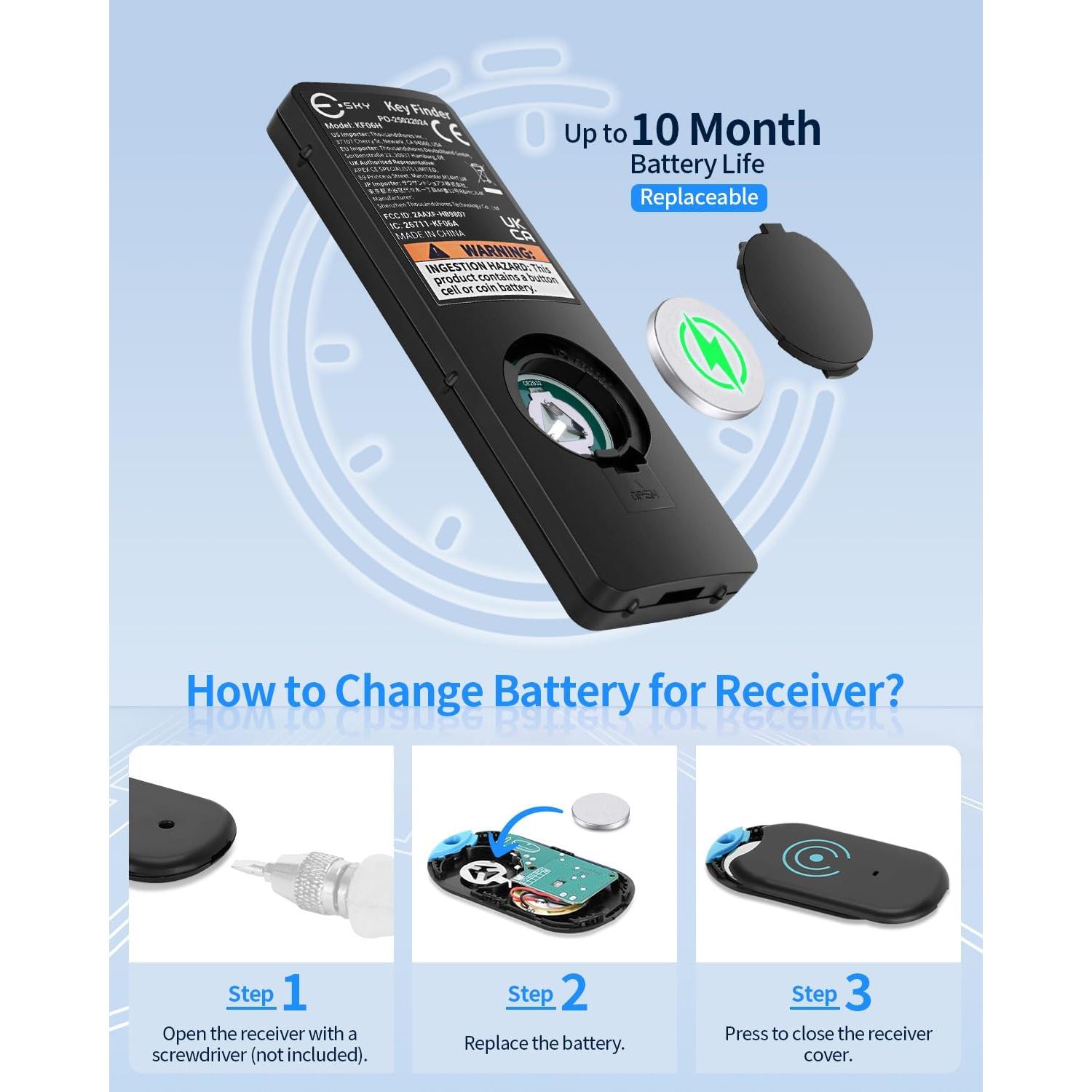 Localizador de Llaves Esky Ultra Delgado 2 Receptores 80dB