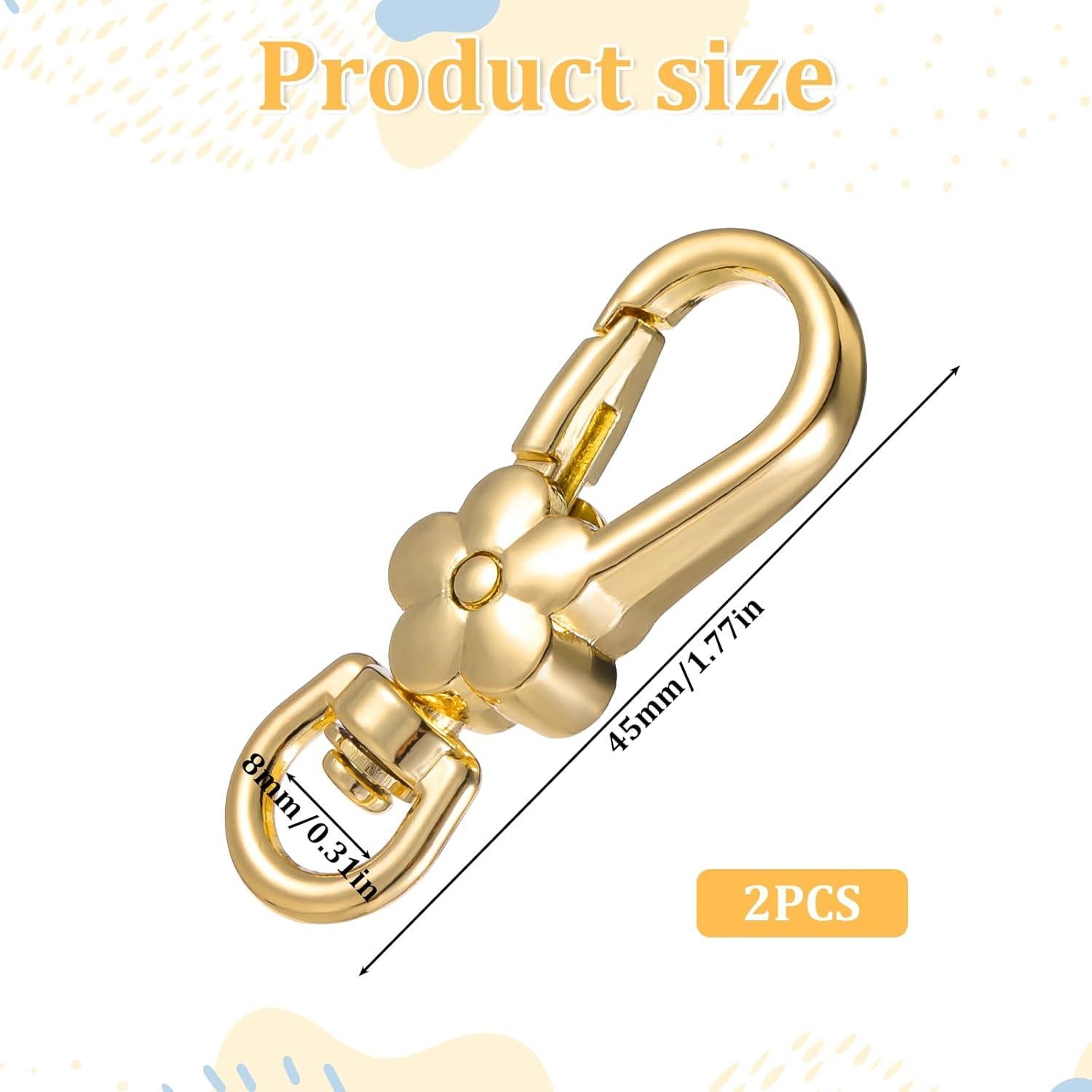 2 Clips de Llaveros Dorados en Forma de Flor - Yuomeaz