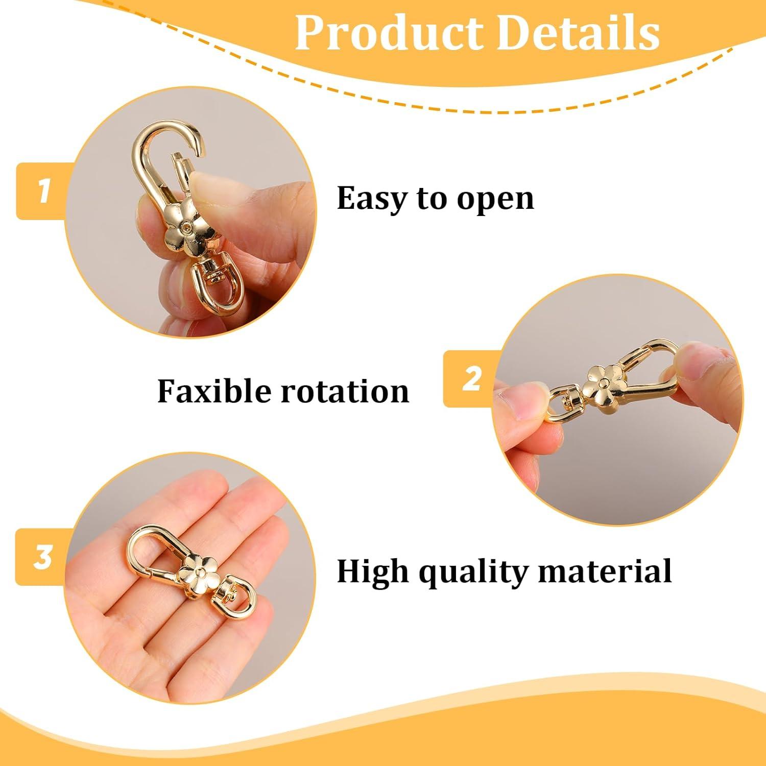 2 Clips de Llaveros Dorados en Forma de Flor - Yuomeaz