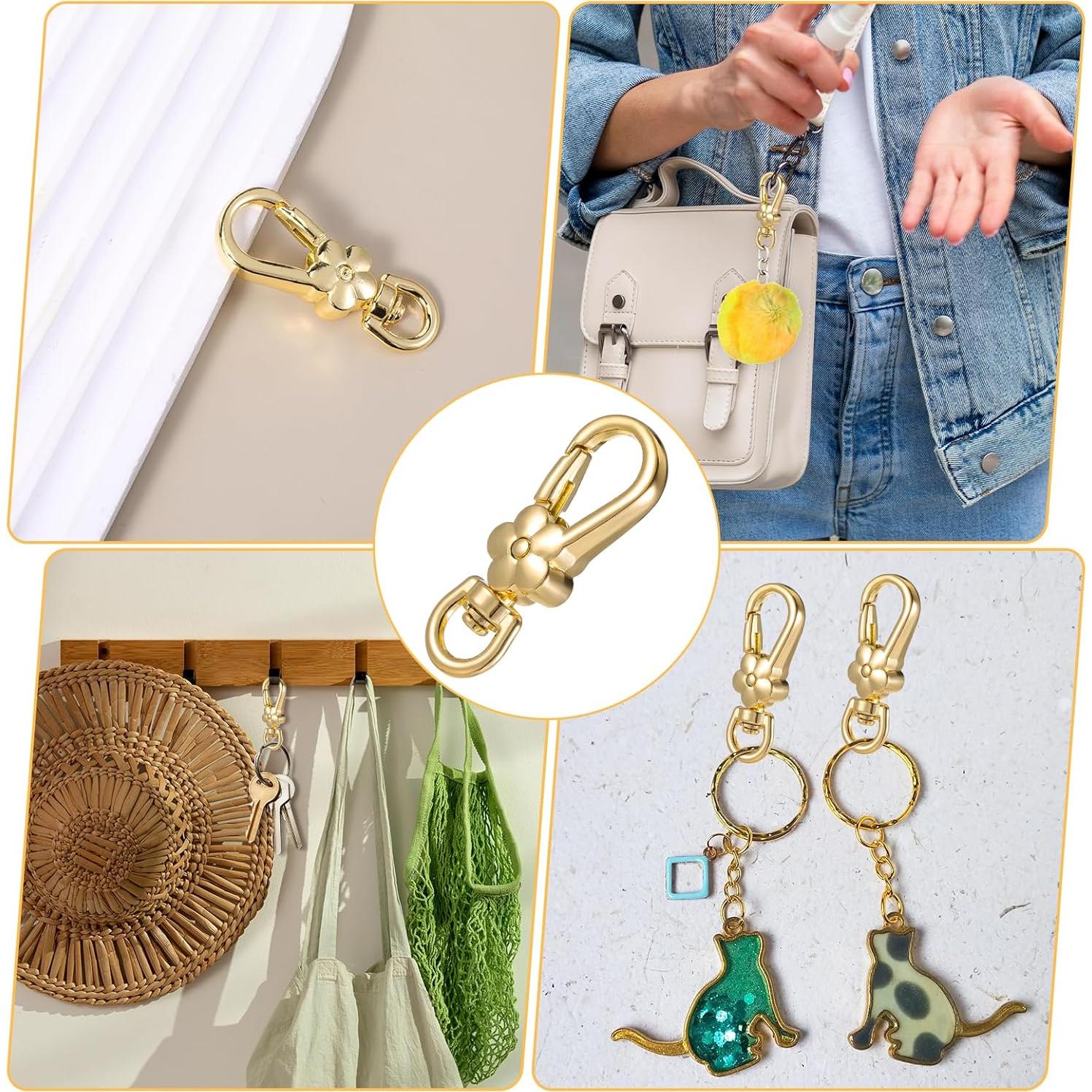 2 Clips de Llaveros Dorados en Forma de Flor - Yuomeaz