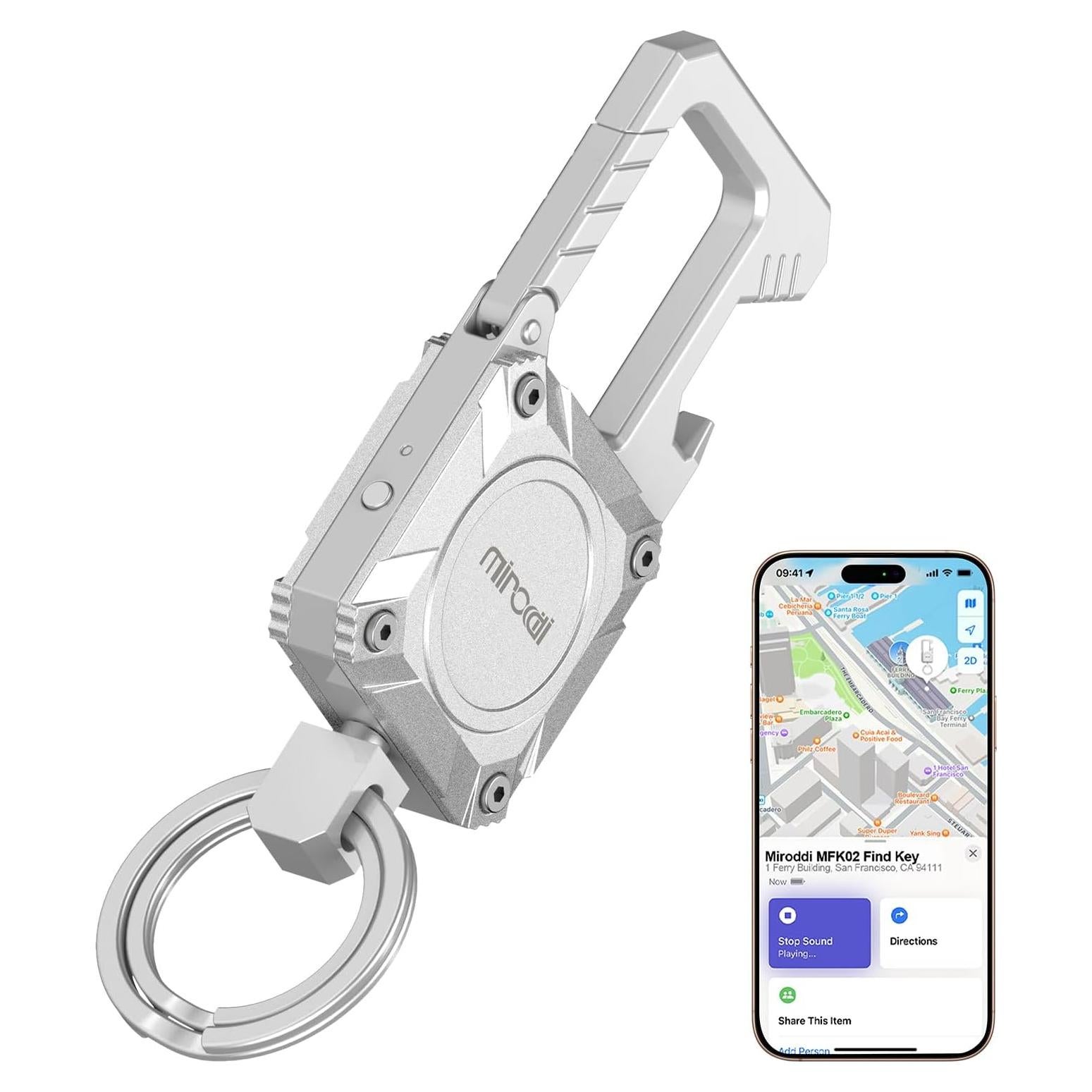 Llavero Miroddi con Rastreador GPS Recargable y Abrebotellas