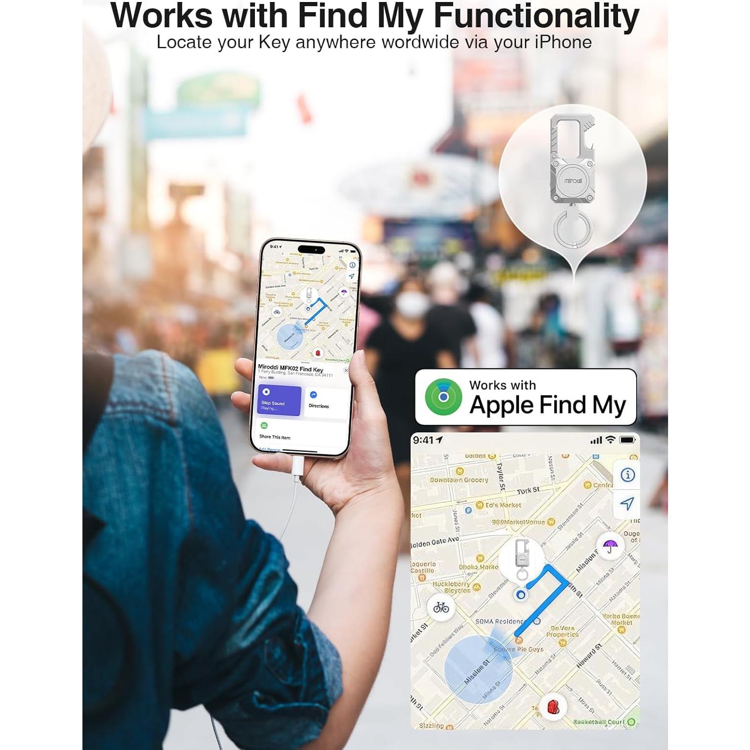 Llavero Miroddi con Rastreador GPS Recargable y Abrebotellas
