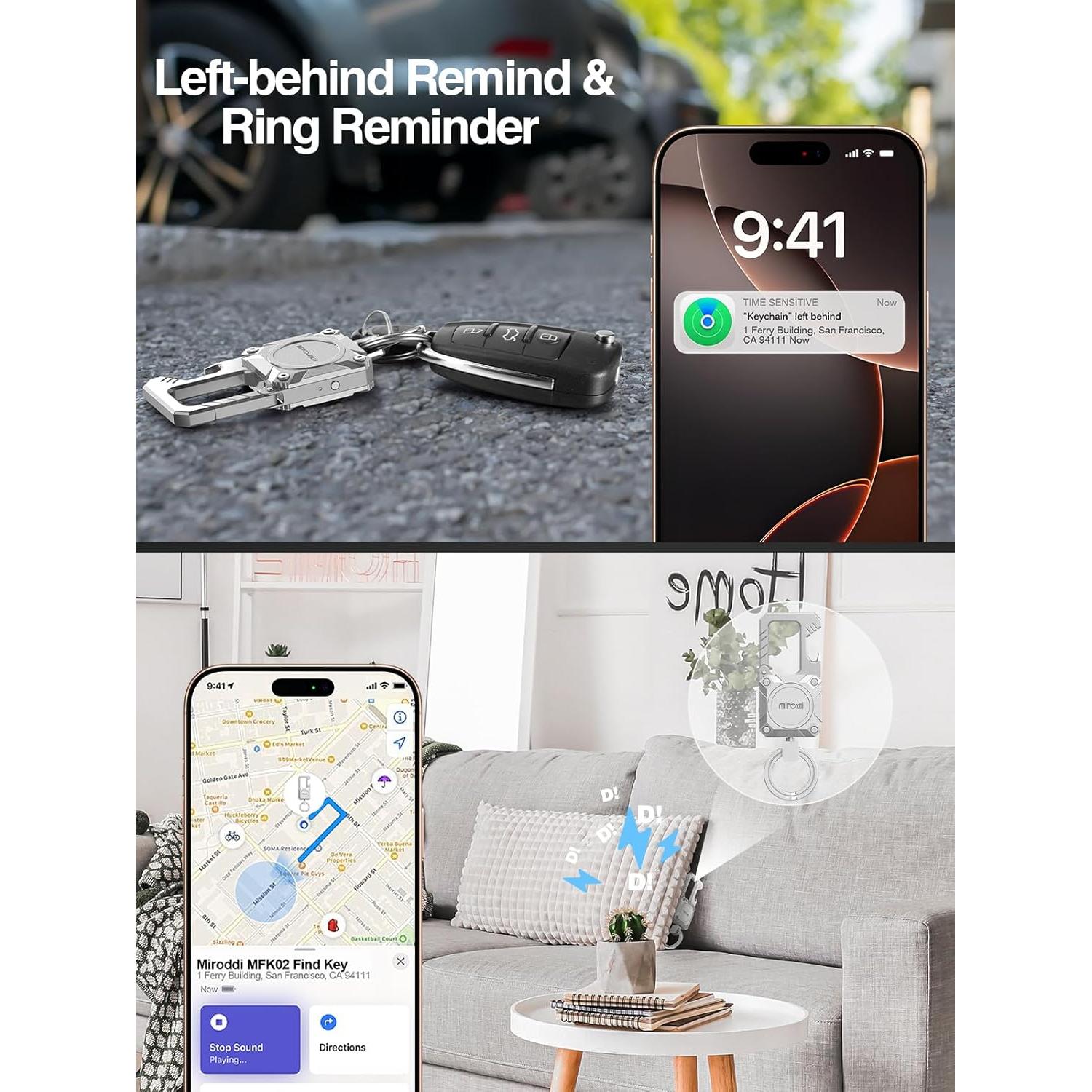 Llavero Miroddi con Rastreador GPS Recargable y Abrebotellas