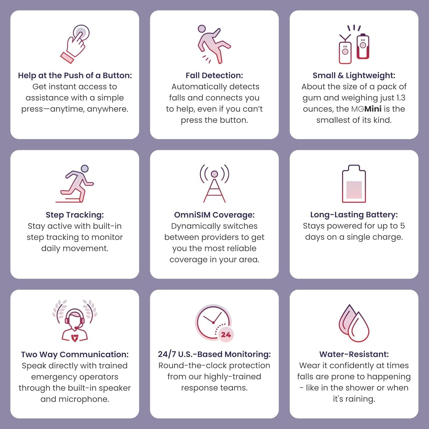 Dispositivo de Alerta Médica Medical Guardian MGMini - Negro, GPS, Resistente al Agua, Monitoreo 24/7