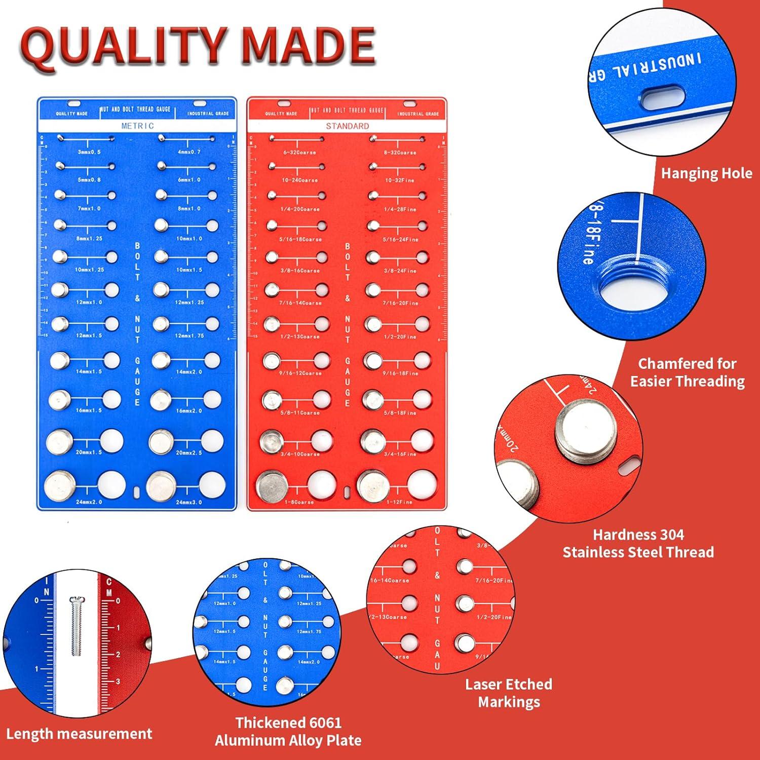 Comprobador de Roscas JLYLOL 44 Tamaños Métrico y Estándar