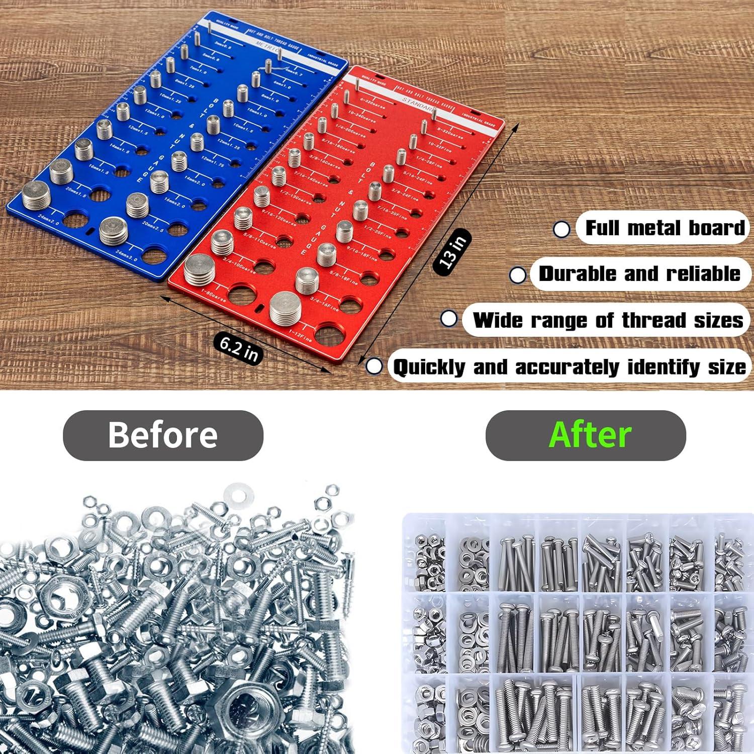 Comprobador de Roscas JLYLOL 44 Tamaños Métrico y Estándar