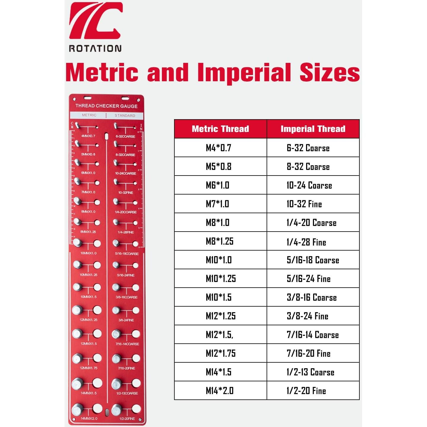 Comprobador de Roscas ROTATION - Medidor de Tuercas y Tornillos
