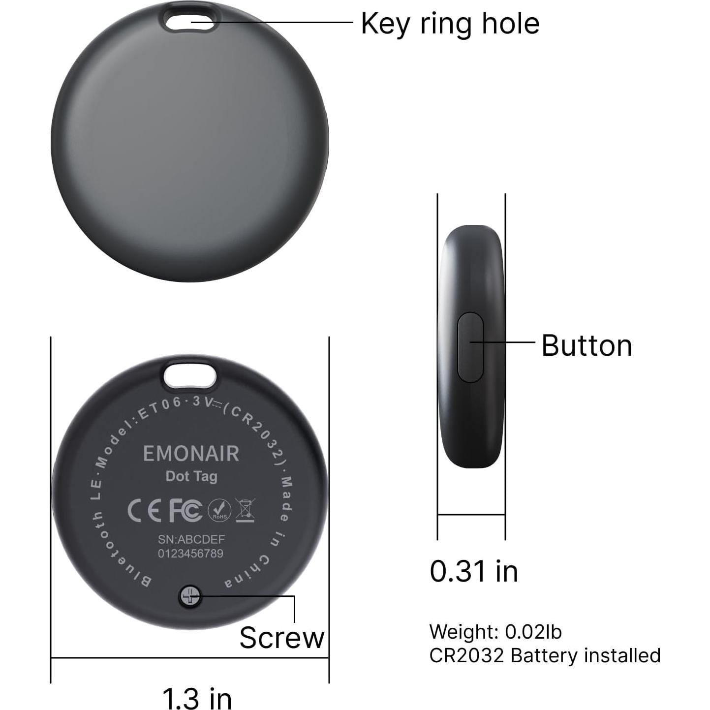 Etiquetas Dot EMONAIR Paquete de 4 Localizador Bluetooth iOS