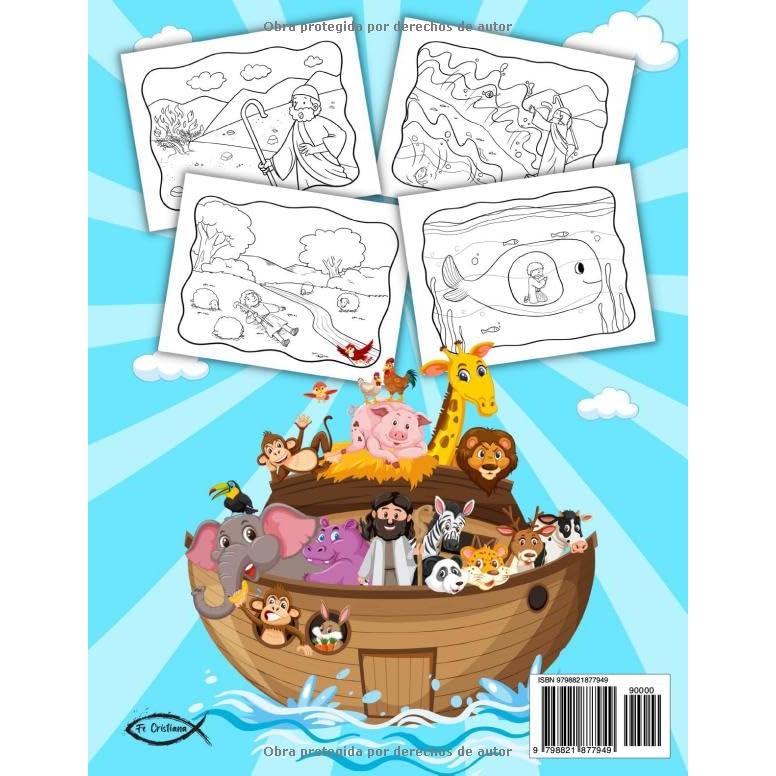 Libro para Colorear con Historias Bíblicas: Libro Cristiano para Colorear para Niños con Ilustraciones Bíblicas de las Escenas más Memorables del Antiguo Testamento (Spanish Edition)