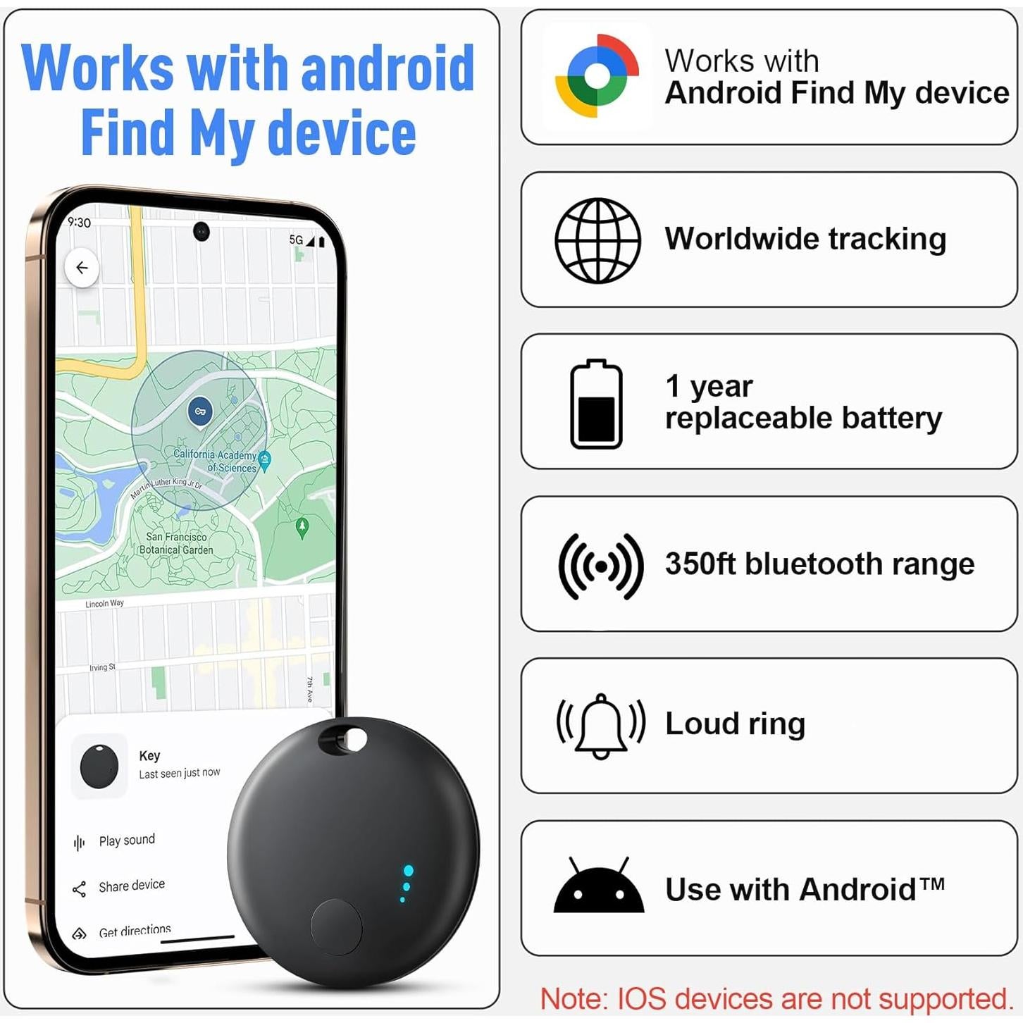 Rastreador Bluetooth Fortunepro N Tag para Android - Localizador de Llaves y Artículos
