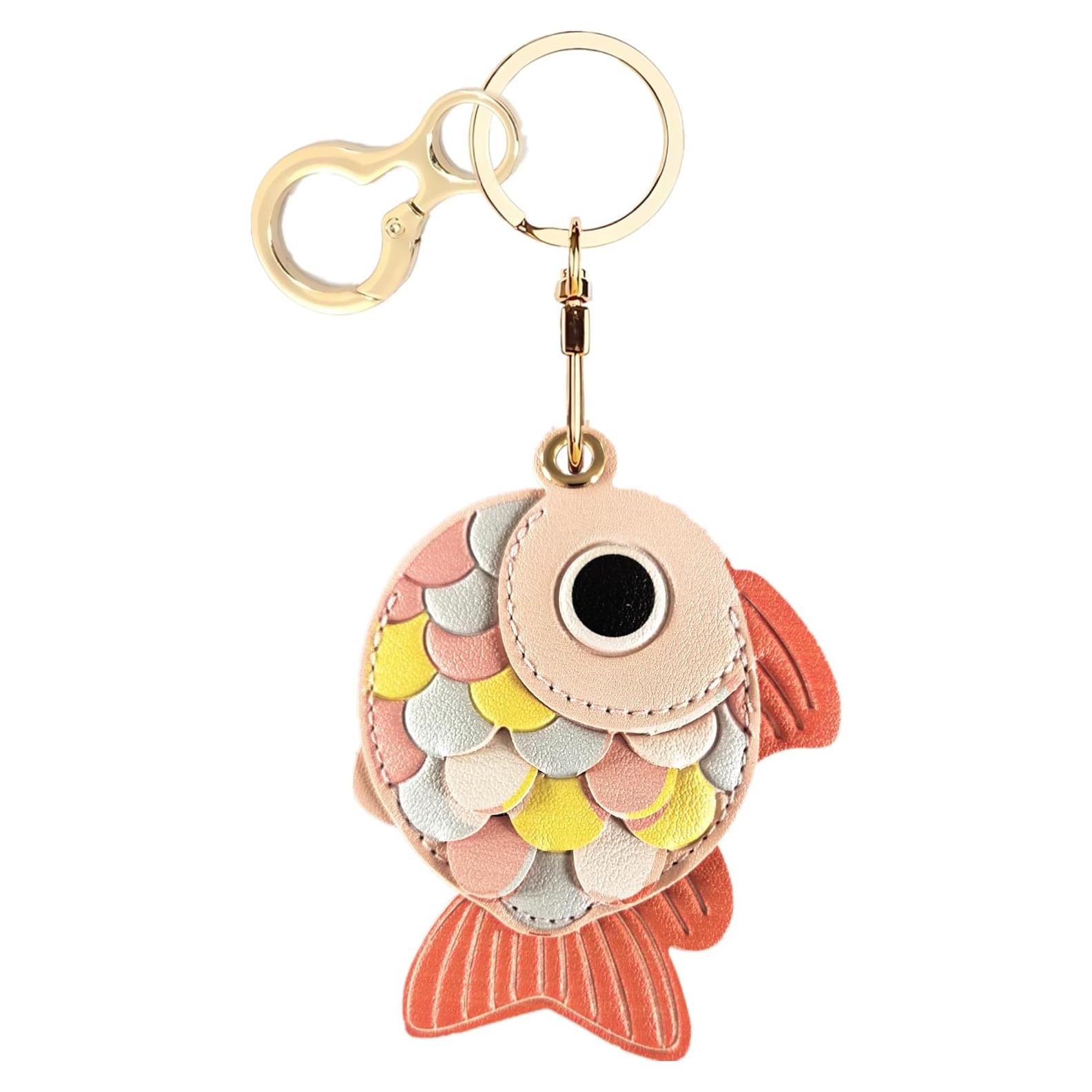 Funda de cuero PU para AirTag BORKUANA - Pez de oro