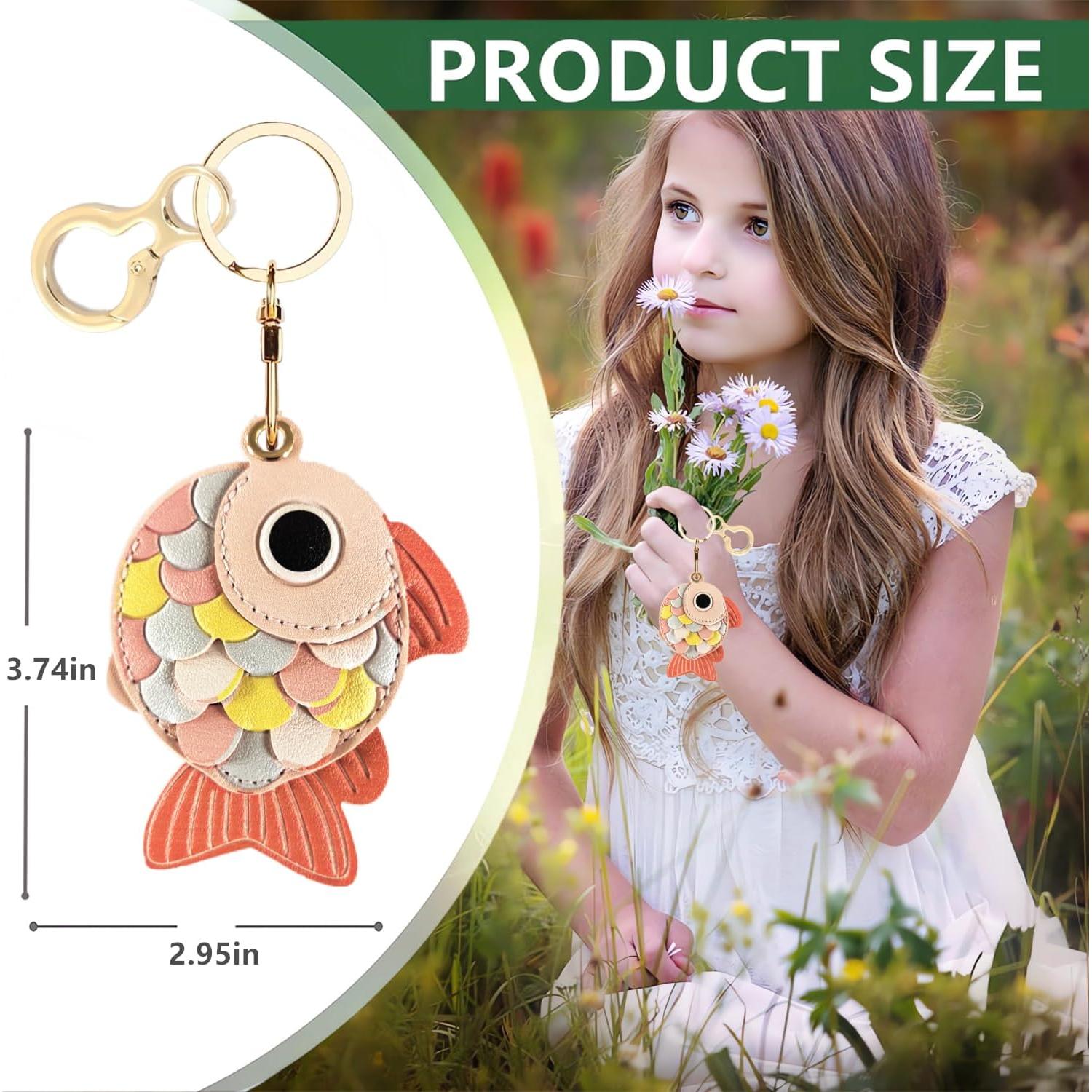 Funda de cuero PU para AirTag BORKUANA - Pez de oro