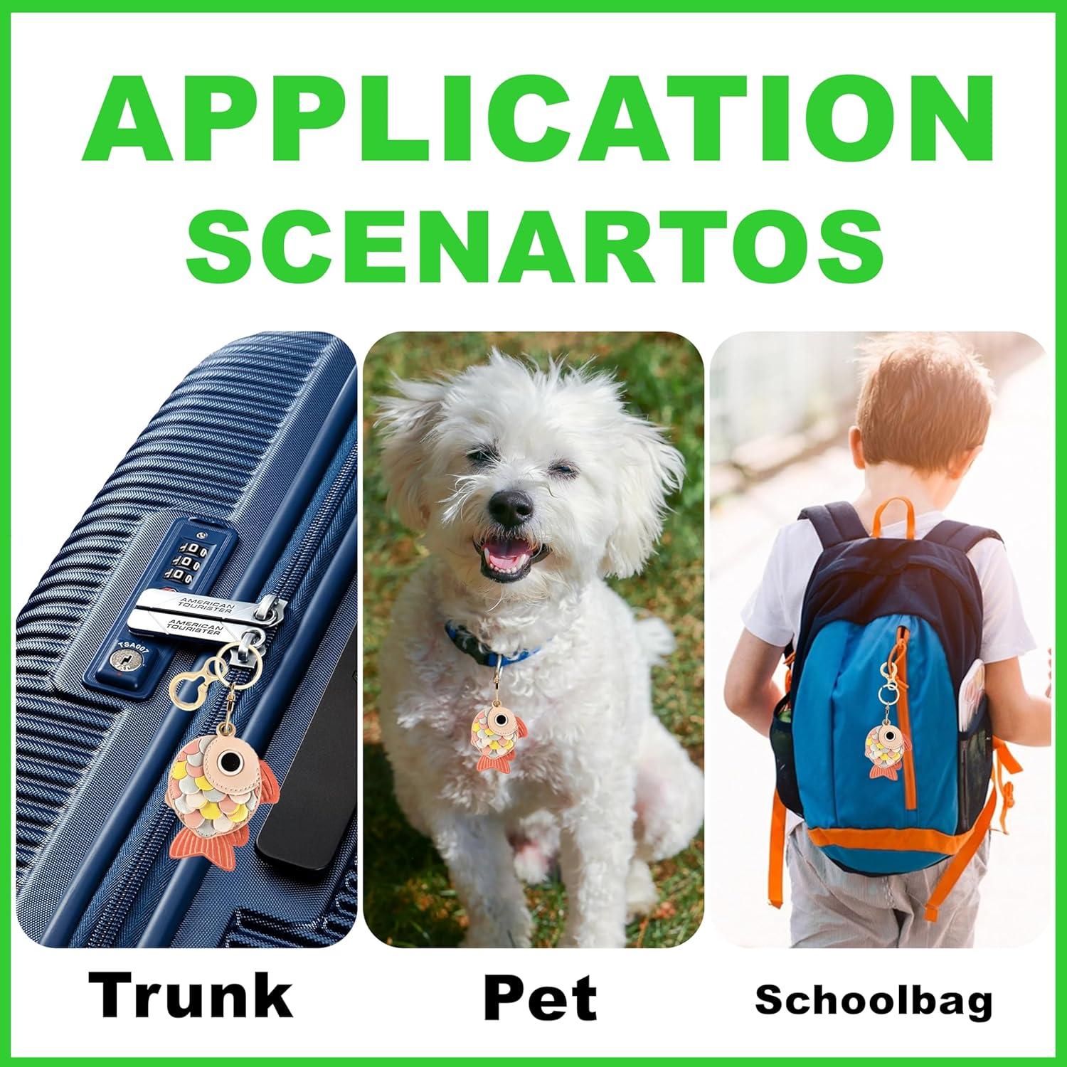 Funda de cuero PU para AirTag BORKUANA - Pez de oro