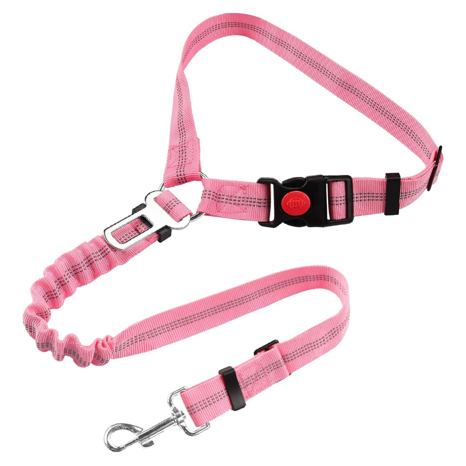 Cinturón de Seguridad para Perros YAOHDAO Rosa Ajustable