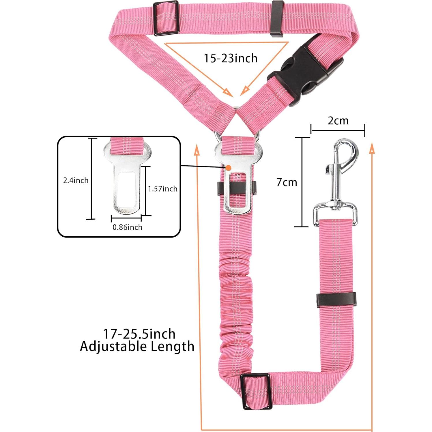 Cinturón de Seguridad para Perros YAOHDAO Rosa Ajustable