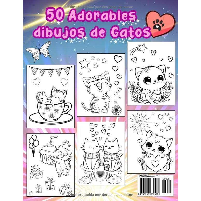 Gato Libro de Colorear para Niños 4 a 8 años: 50 Adorables dibujos de Gatos, para niñas y niños, a partir de 4 años (Spanish Edition)