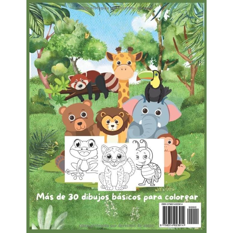 Libro de colorear animales básico para niños y niñas: Más de 30 dibujos básicos y divertidos para colorear (Spanish Edition)