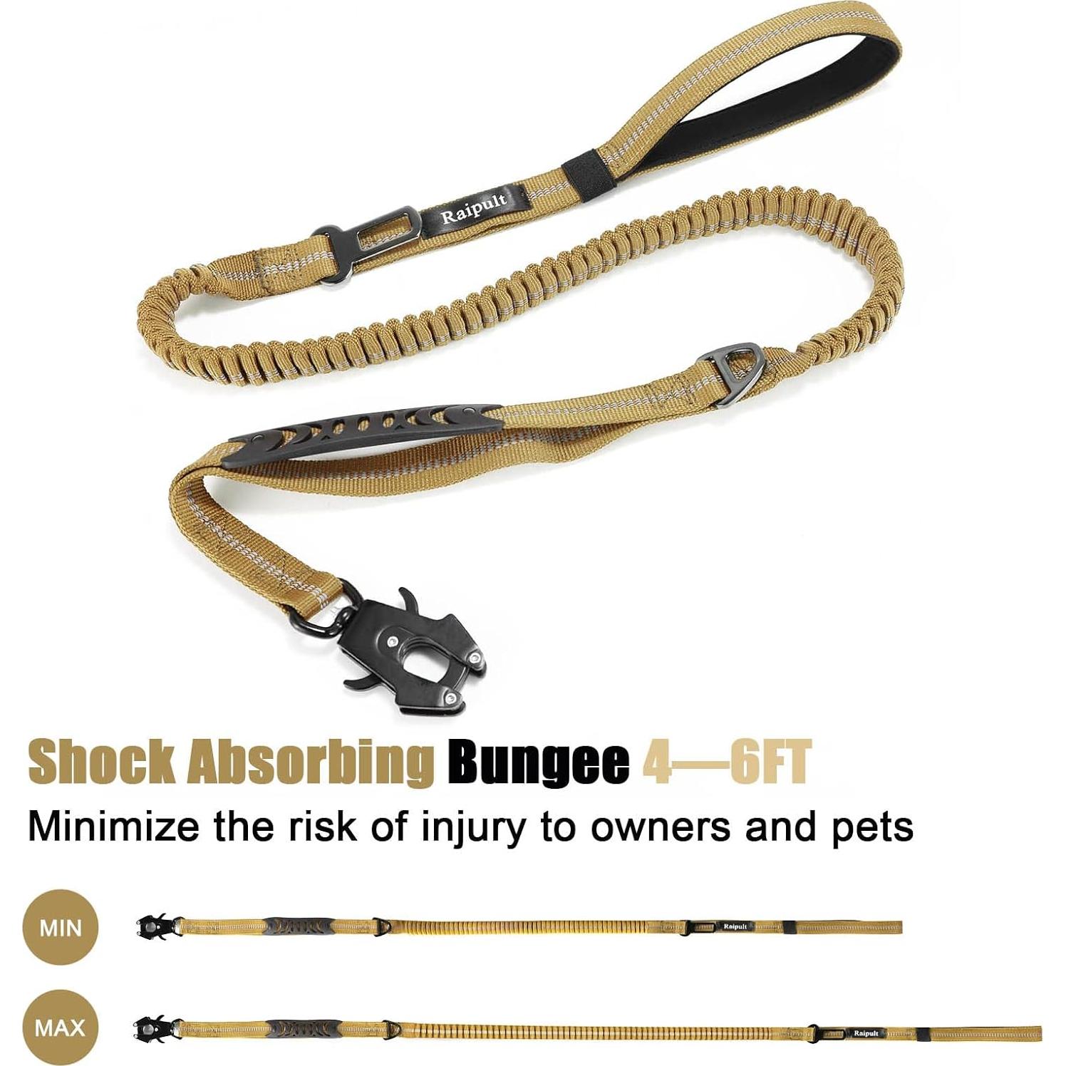 Correa de Perro Bungee Raipult 1.22-1.83m Alta Resistencia