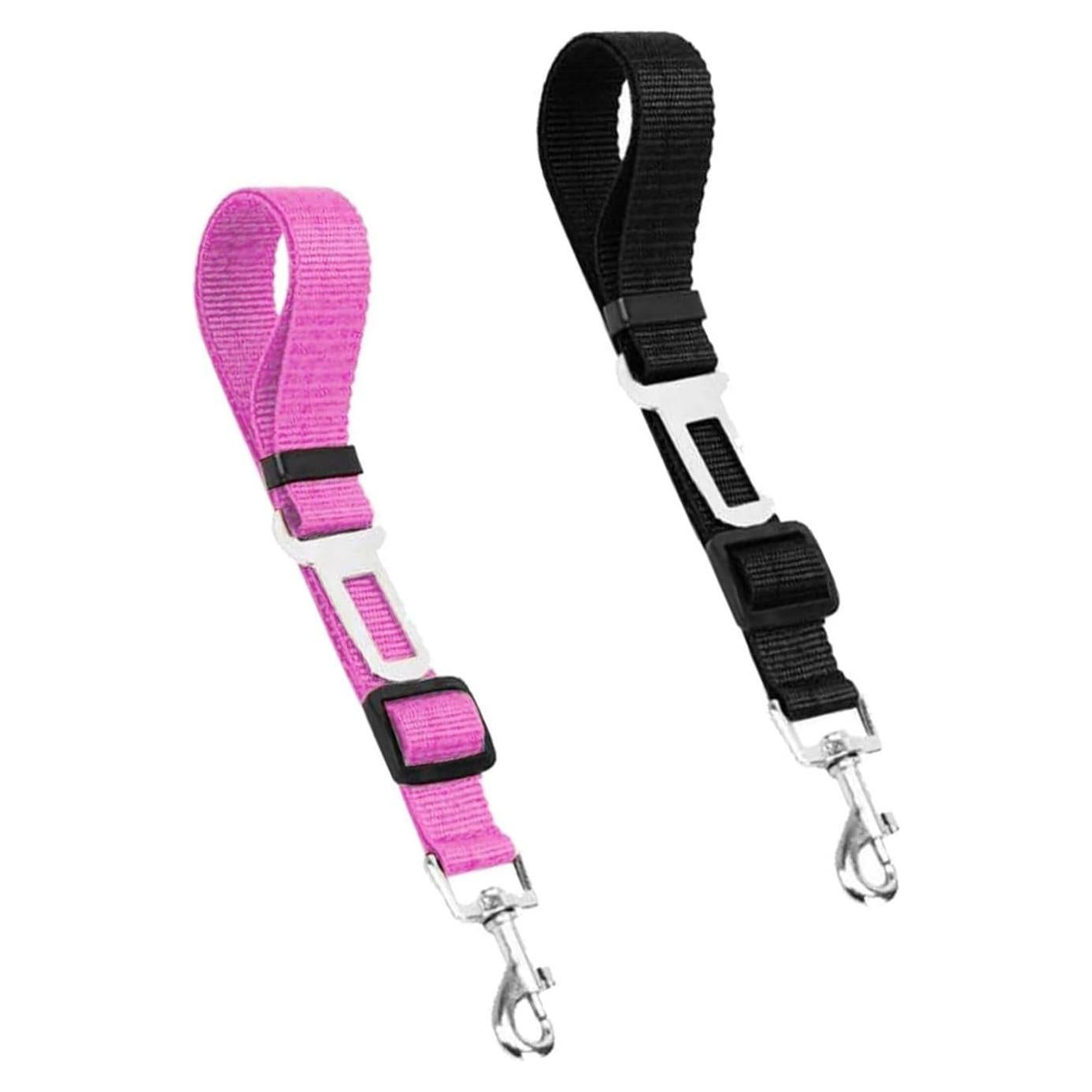 Cinturones de Seguridad Ajustables para Perros 2 Pack Negro/Rosa