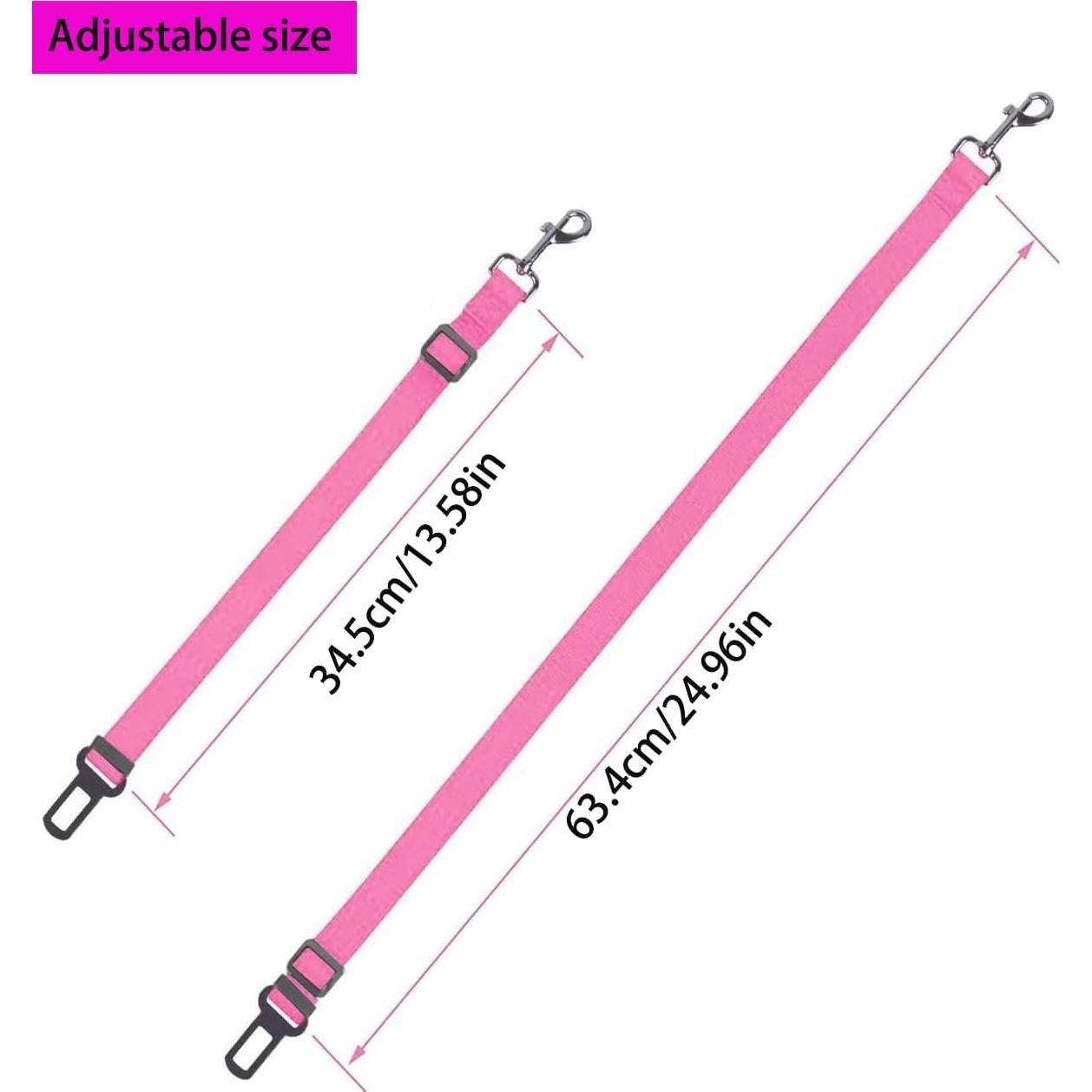 Cinturones de Seguridad Ajustables para Perros 2 Pack Negro/Rosa