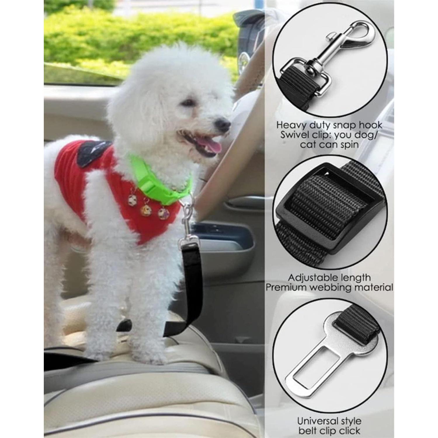 Cinturones de Seguridad Ajustables para Perros 2 Pack Negro/Rosa