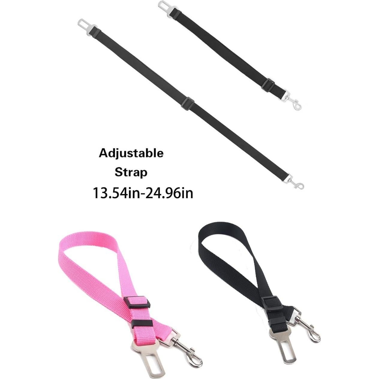 Cinturones de Seguridad Ajustables para Perros 2 Pack Negro/Rosa