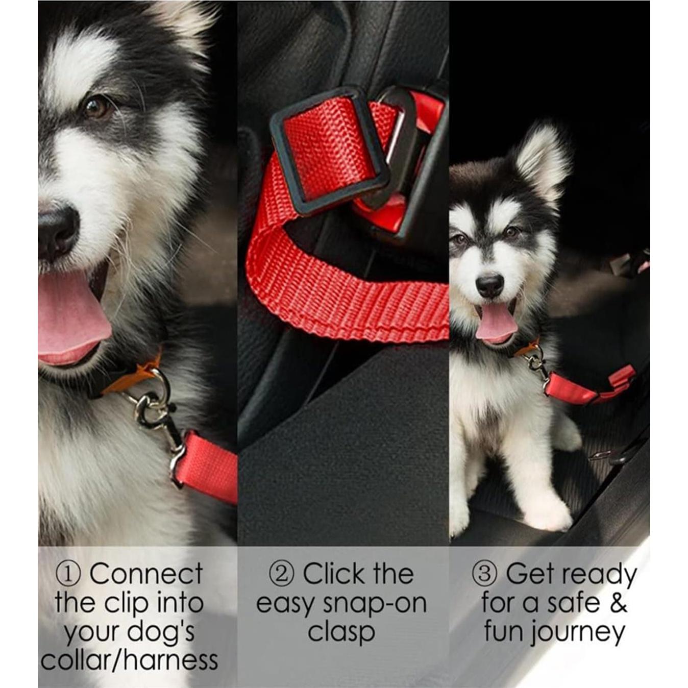 Cinturones de Seguridad Ajustables para Perros 2 Pack Negro/Rosa