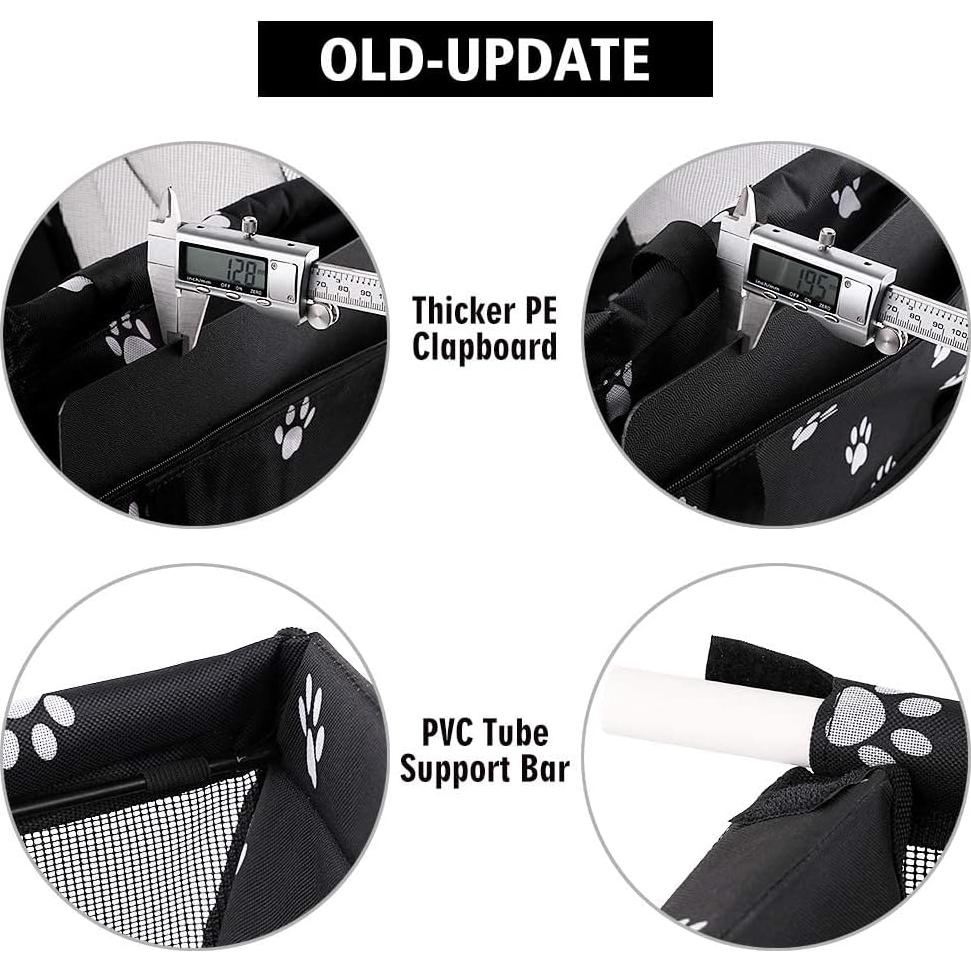 Asiento Elevador para Perros Petbobi Negro con Huellas 40x34x25cm