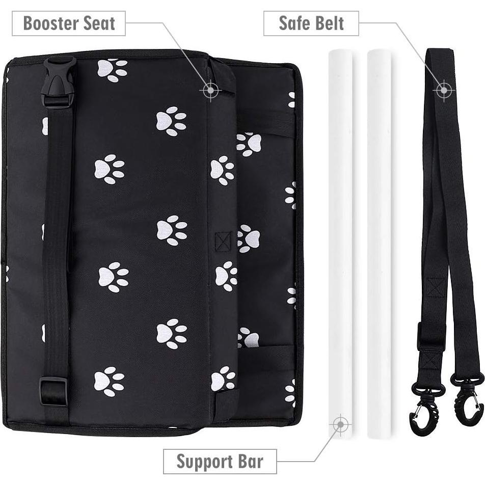 Asiento Elevador para Perros Petbobi Negro con Huellas 40x34x25cm