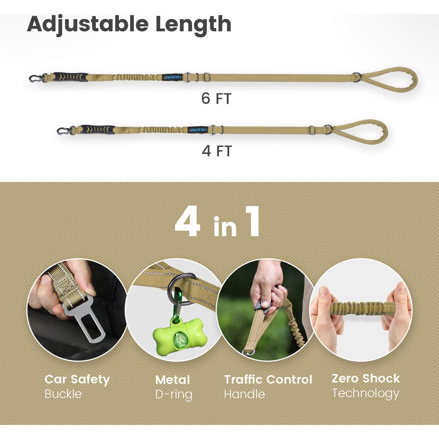 Correa Multifuncional para Perros IOKHEIRA Bungee 1.22-1.83m