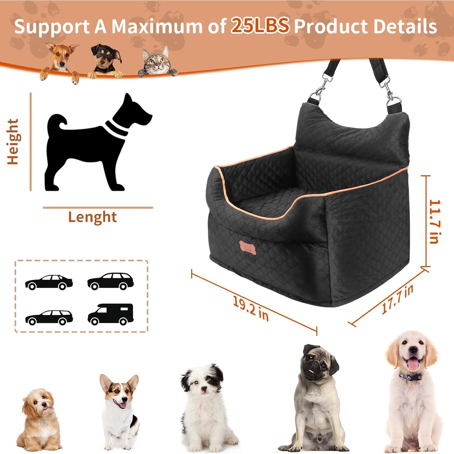 Asiento de Coche para Perros EUHAMS - Espuma Viscoelástica 48.77x44.96cm