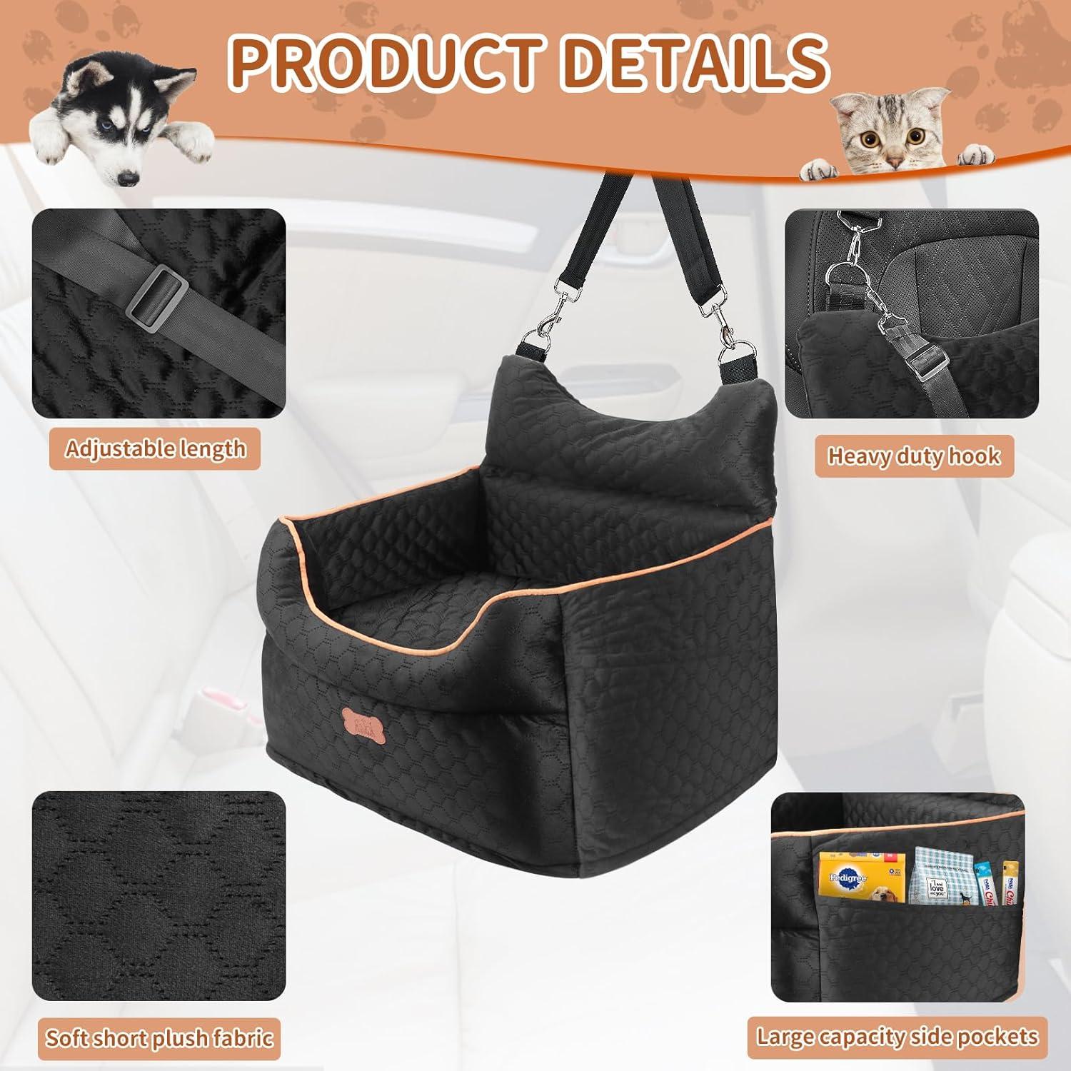 Asiento de Coche para Perros EUHAMS - Espuma Viscoelástica 48.77x44.96cm