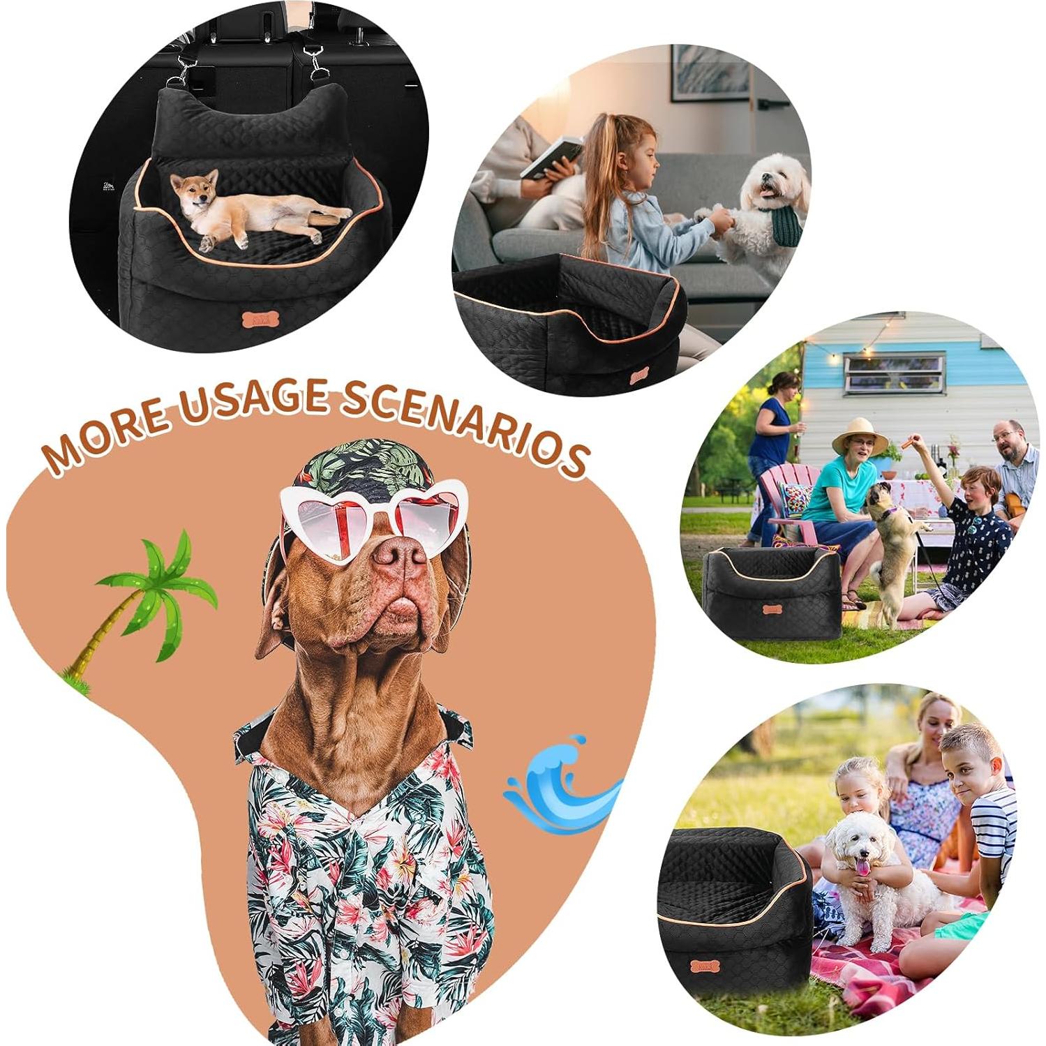 Asiento de Coche para Perros EUHAMS - Espuma Viscoelástica 48.77x44.96cm