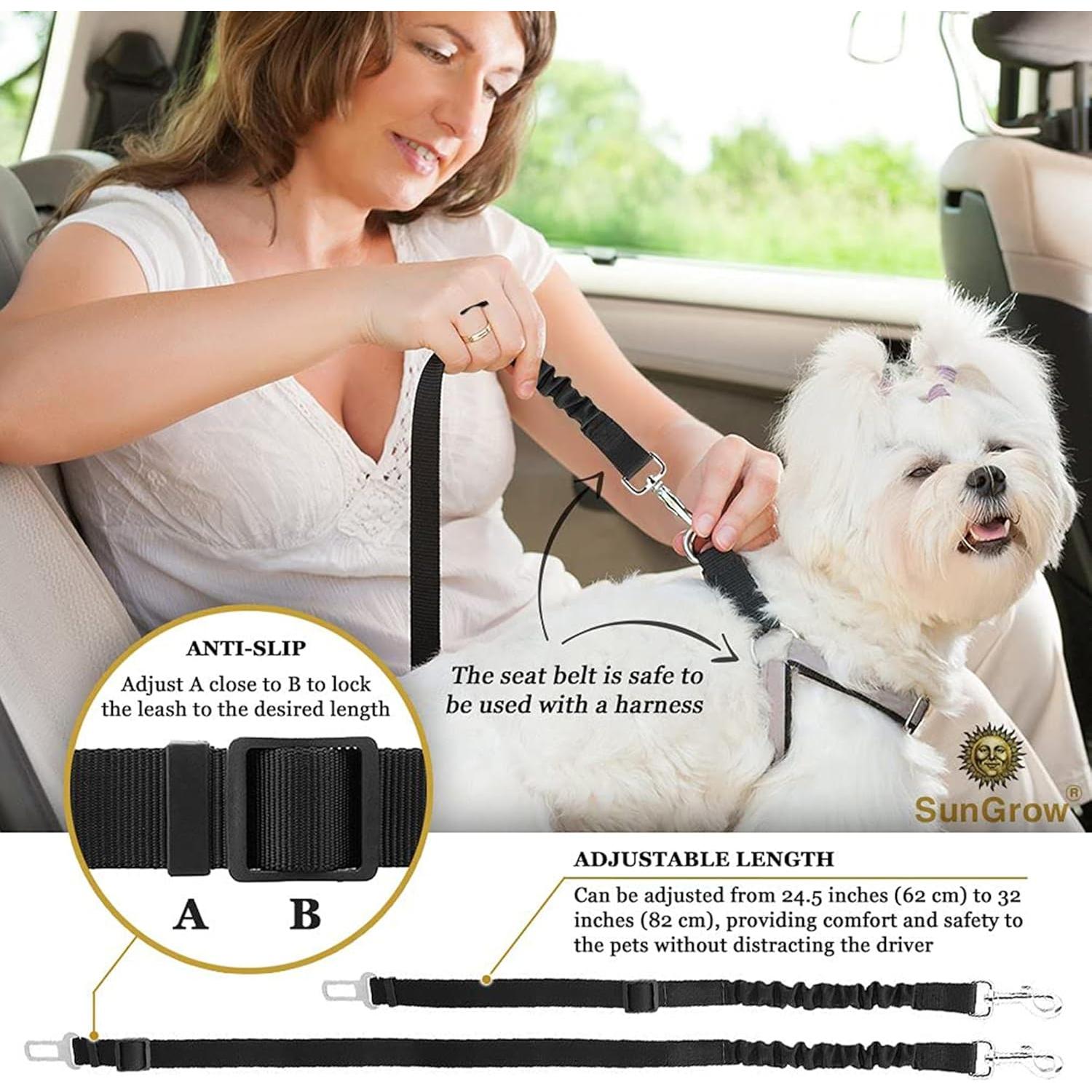 Cinturón de Seguridad Ajustable para Mascotas SunGrow, 61-91 cm