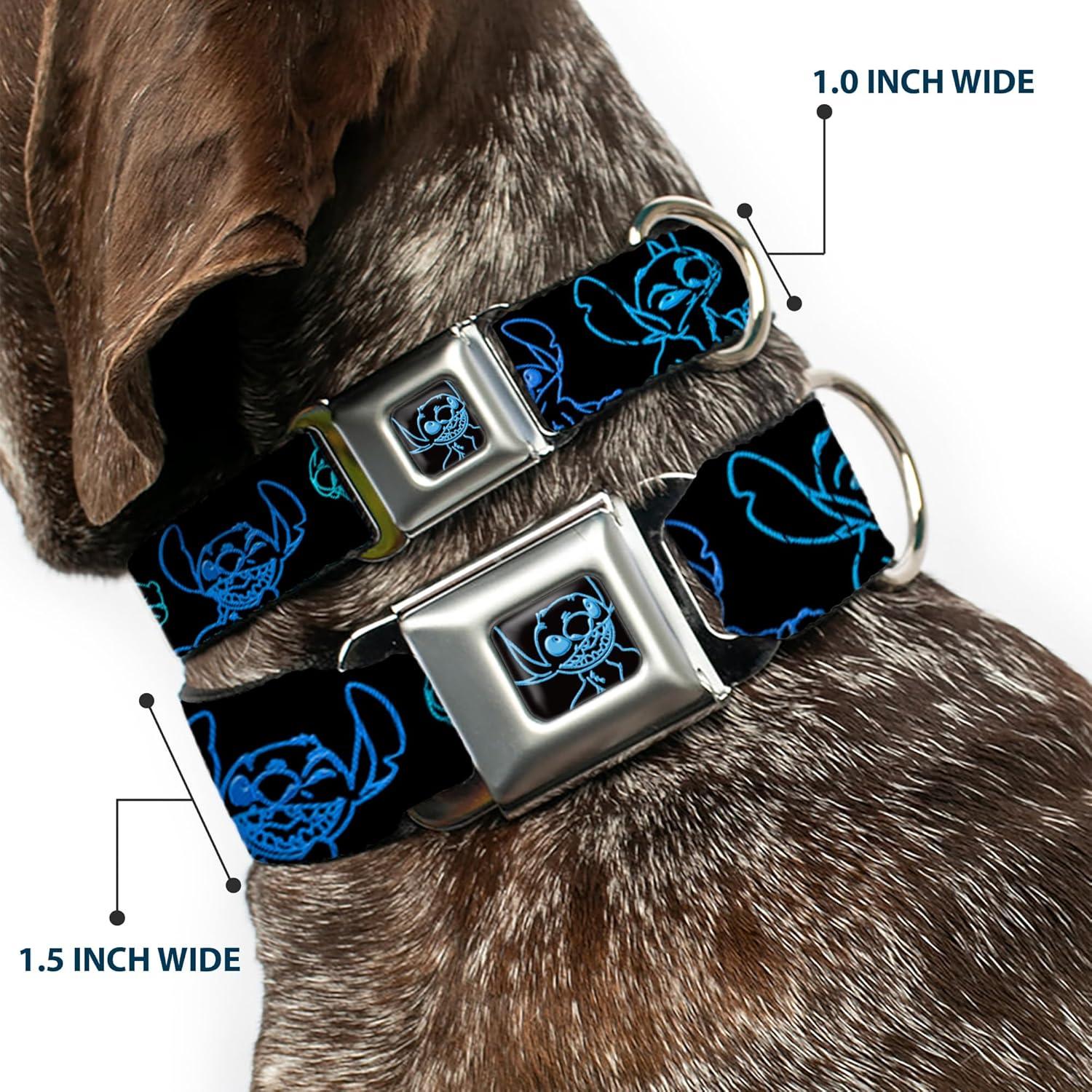 Collar para Perros Disney Buckle-Down 38-61 cm Negro Neón Azul