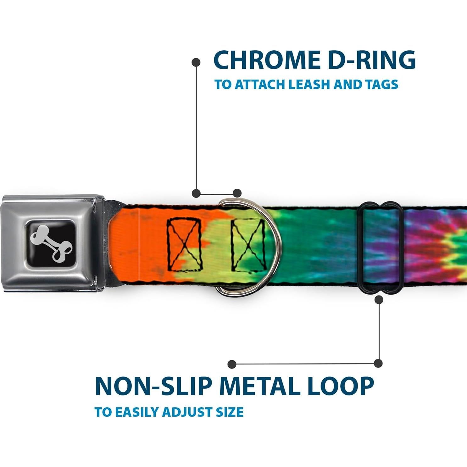 Collar de Perro Buckle-Down Tie Dye 2.54 cm Ancho 11-17 cm