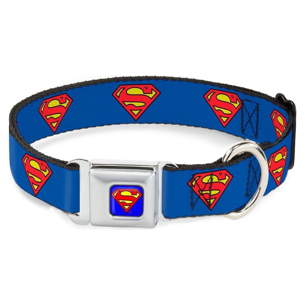 Collar de Perro Buckle-Down Superman Escudo Azul 33-46 cm 3.81 cm Ancho