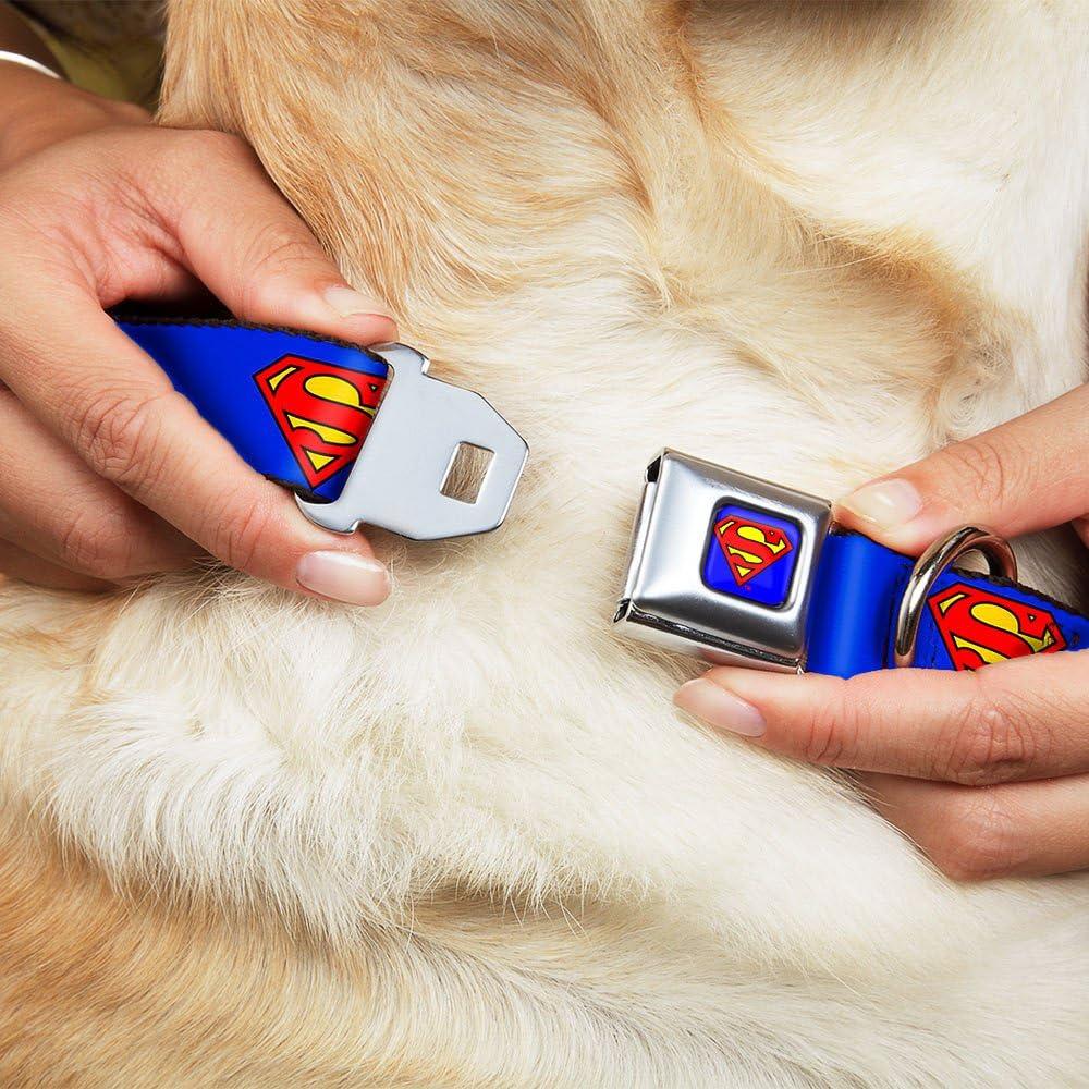 Collar de Perro Buckle-Down Superman Escudo Azul 33-46 cm 3.81 cm Ancho