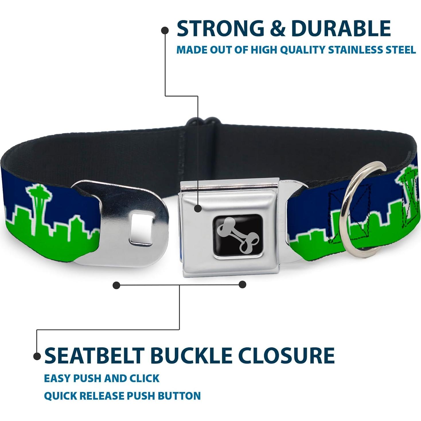 Collar de Perro Buckle-Down Horizonte Seattle 2.54 cm Azul Verde