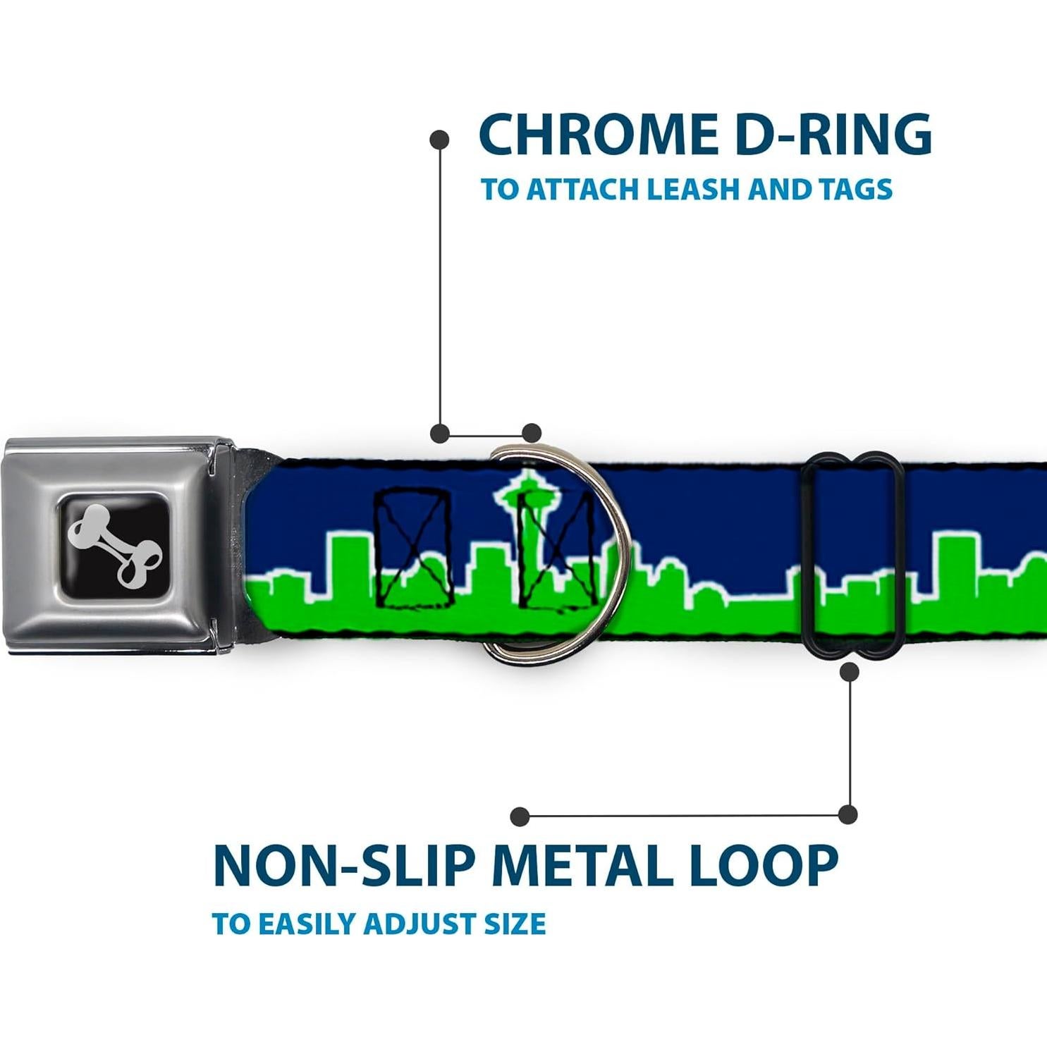 Collar de Perro Buckle-Down Horizonte Seattle 2.54 cm Azul Verde