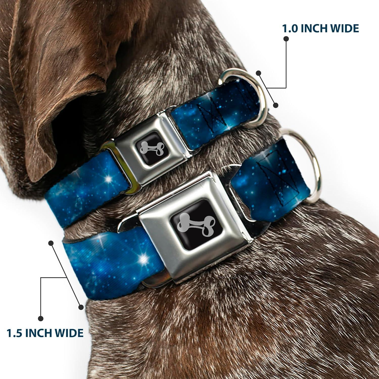 Collar de Perro Buckle-Down Galaxia Azul 16-23" (40.64-58.42 cm)