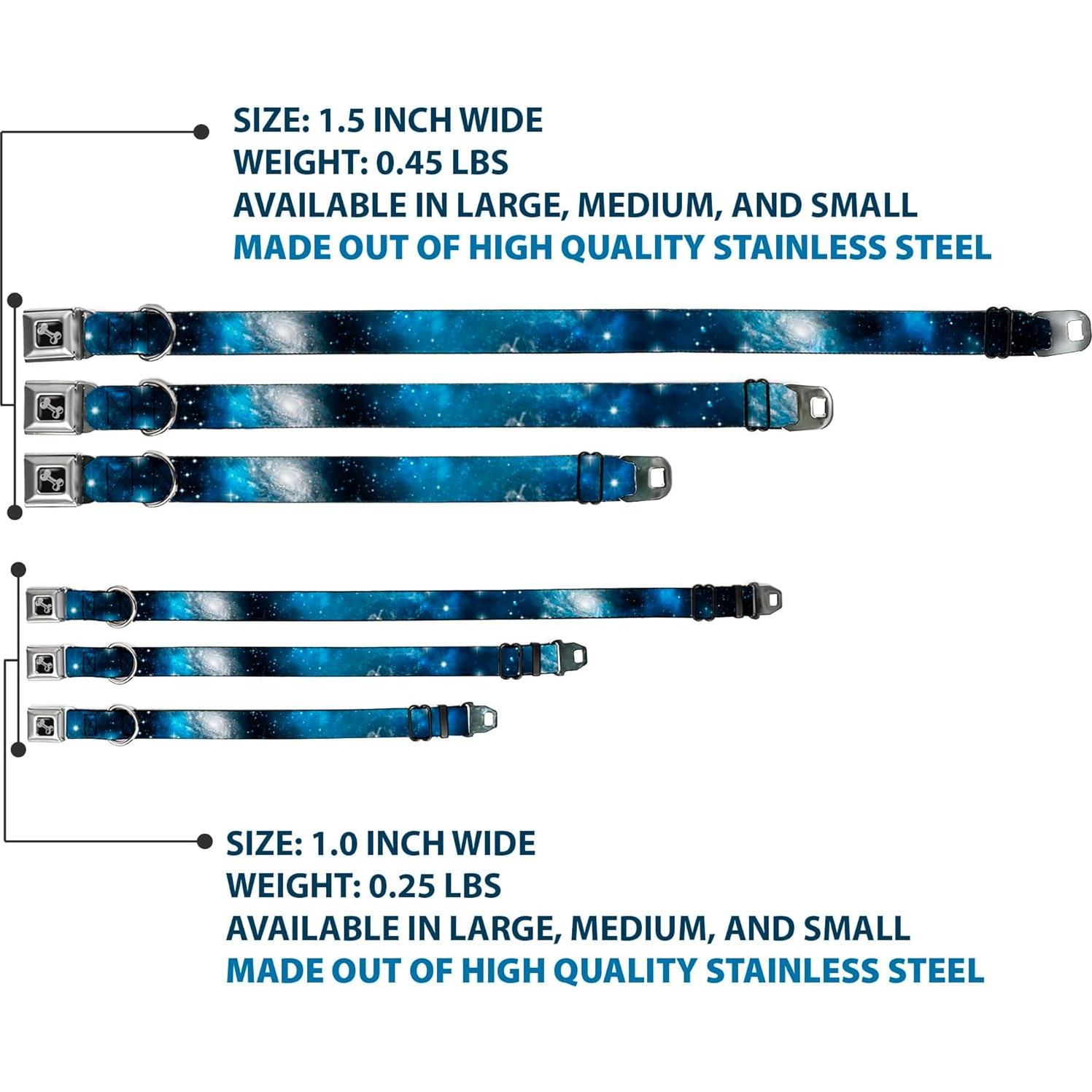 Collar de Perro Buckle-Down Galaxia Azul 16-23" (40.64-58.42 cm)