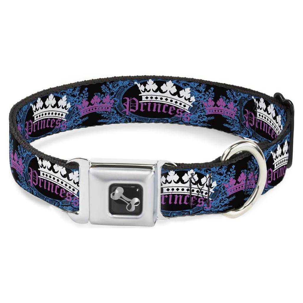 Collar para Perro Buckle-Down Princesa Ovalado Negro/Turquesa 2.54 cm