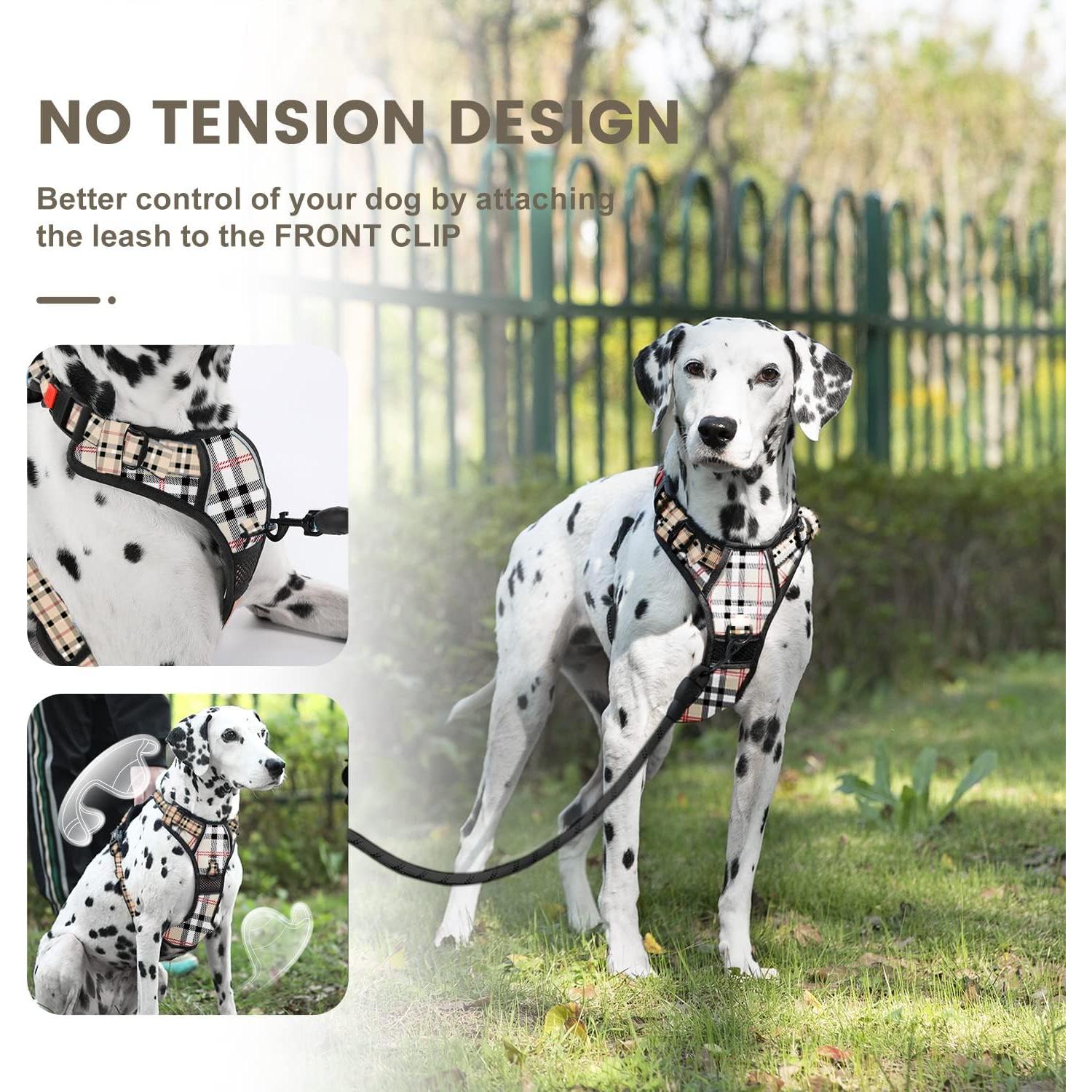 Arnés Reflectante para Perros FurryFection Mediano Beige y Blanco