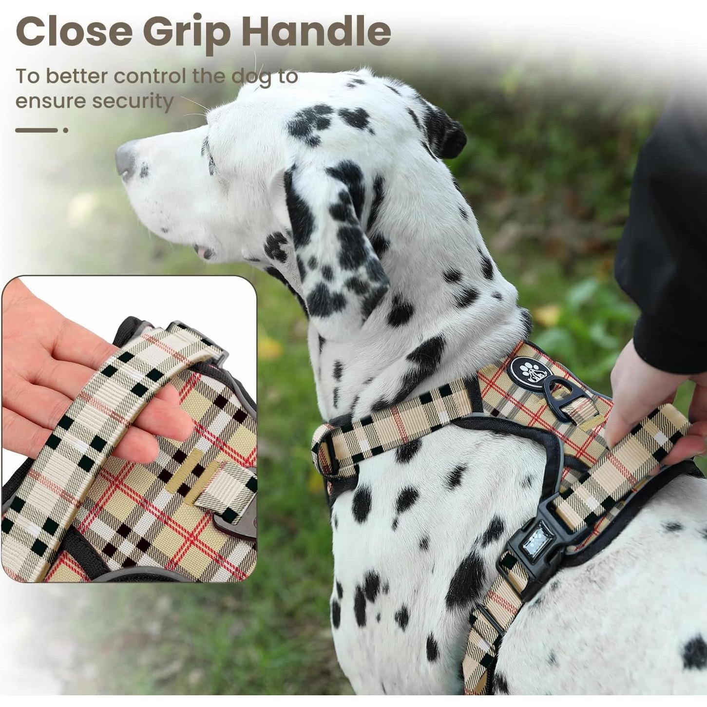 Arnés Reflectante para Perros FurryFection Mediano Beige y Blanco