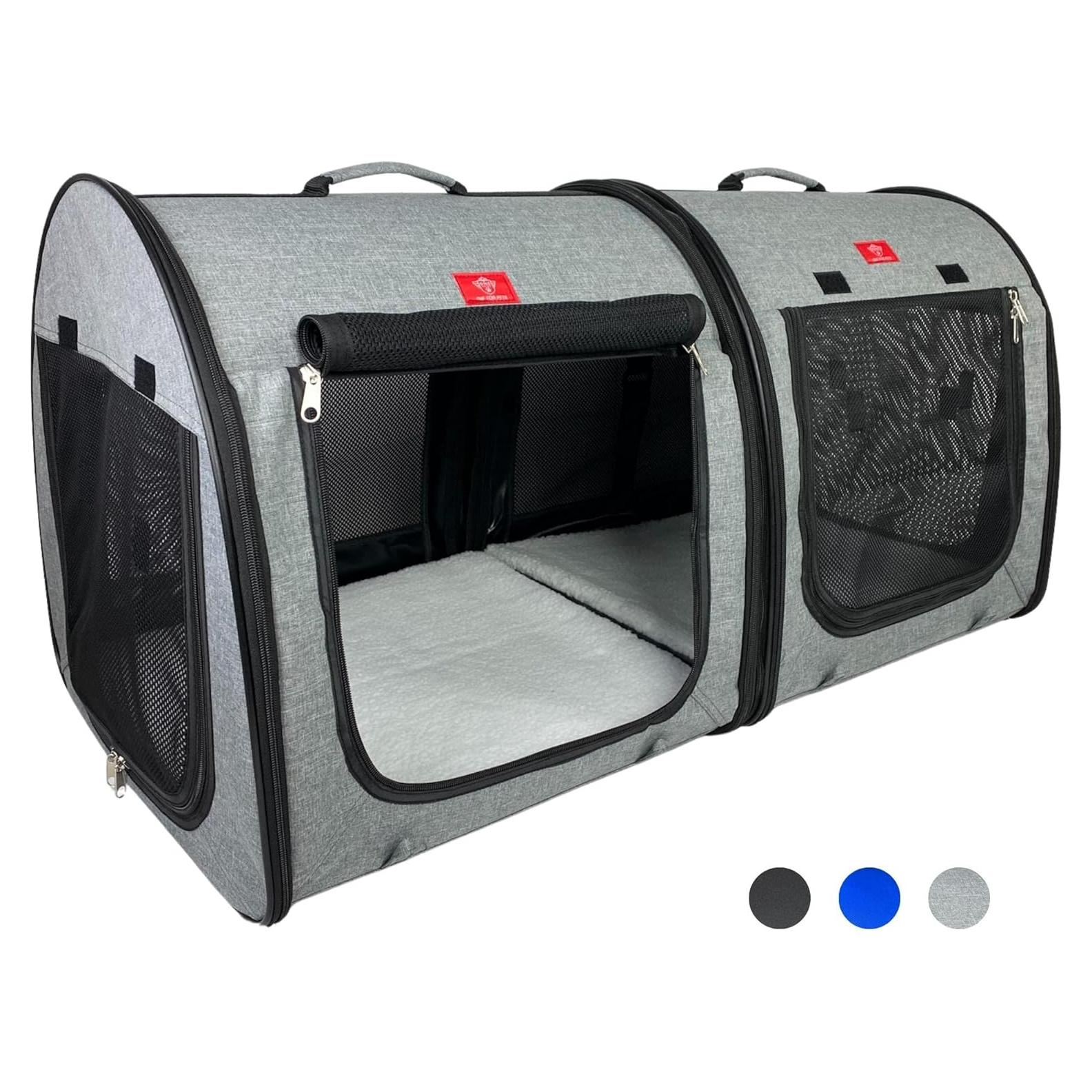 Perrera portátil 2-en-1 One for Pets, doble compartimento 99x51x51cm