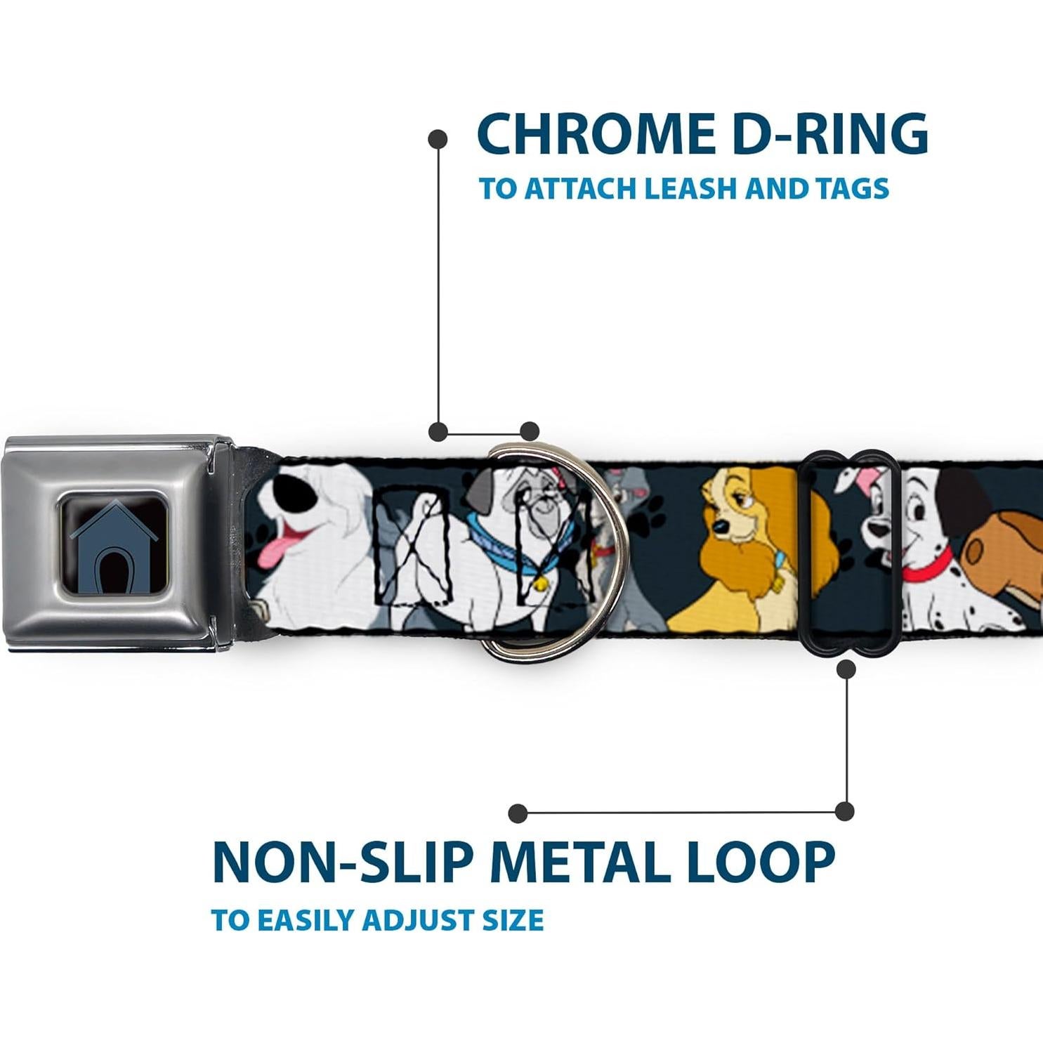 Collar de Perro Buckle-Down Disney Patas Gris 11-17 cm 2.54 cm Ancho