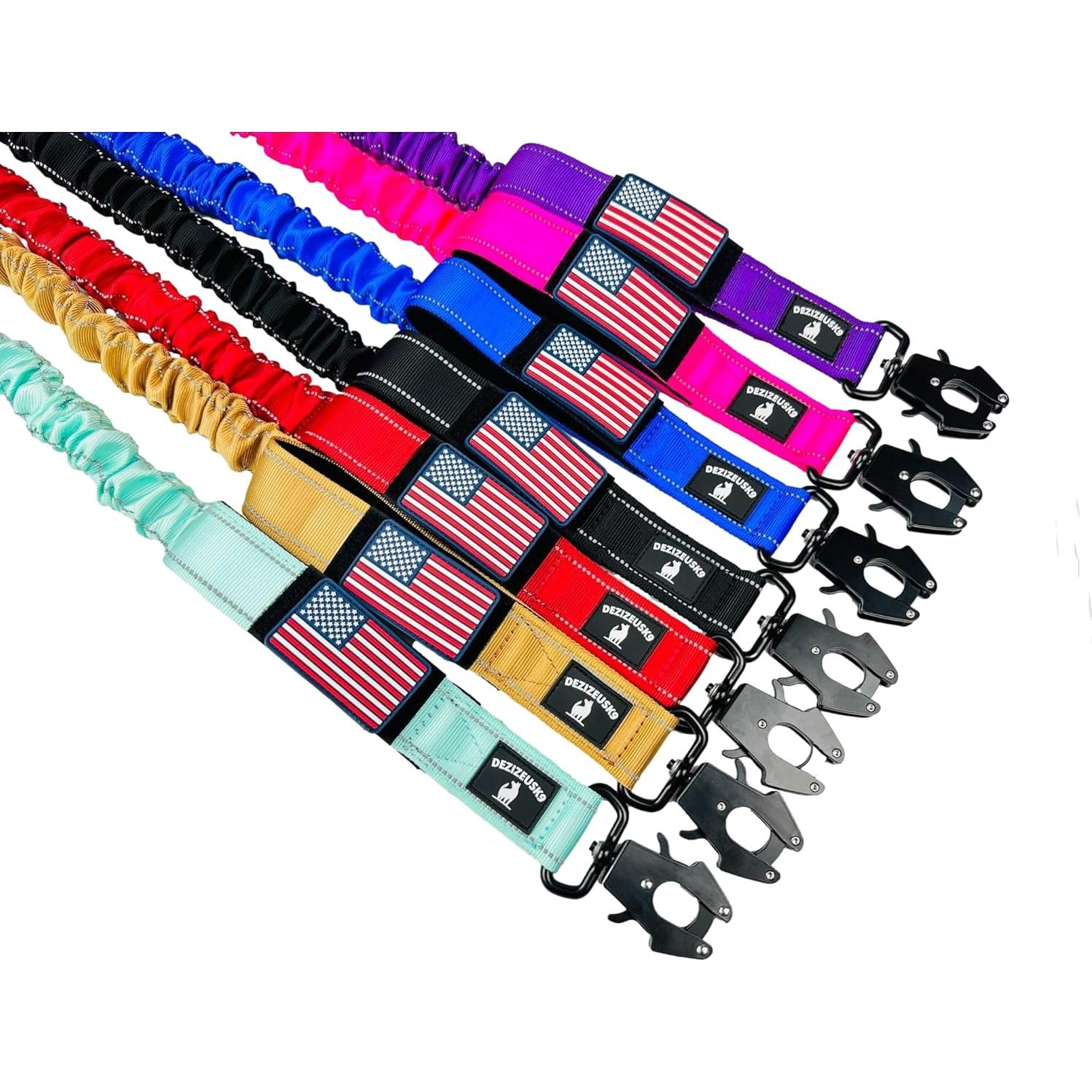 Correa Bungee de Perro DeziZeusK9 0.9m Rosa Alta Resistencia